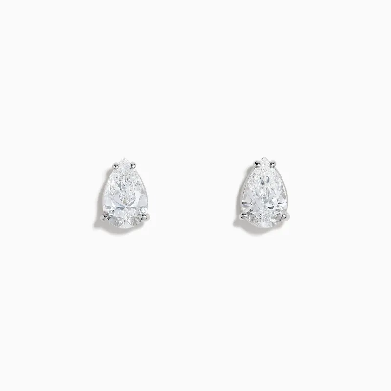 Lab Grown Diamond Pear Shaped 1.96ct Stud Earrings in 14K White Gold sold by Effy