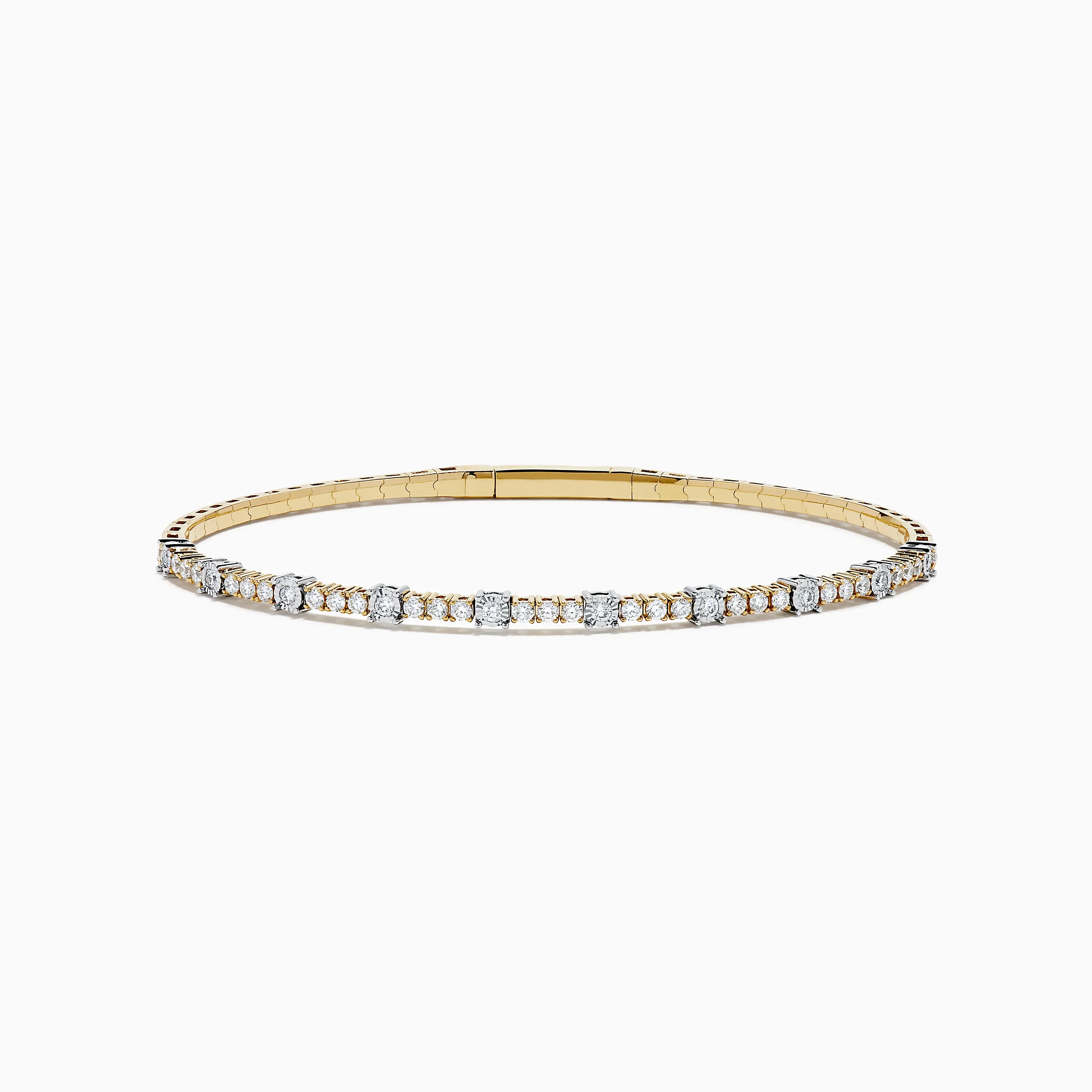 14K Two Tone Gold Diamond Station Flex Bangle sold by Effy