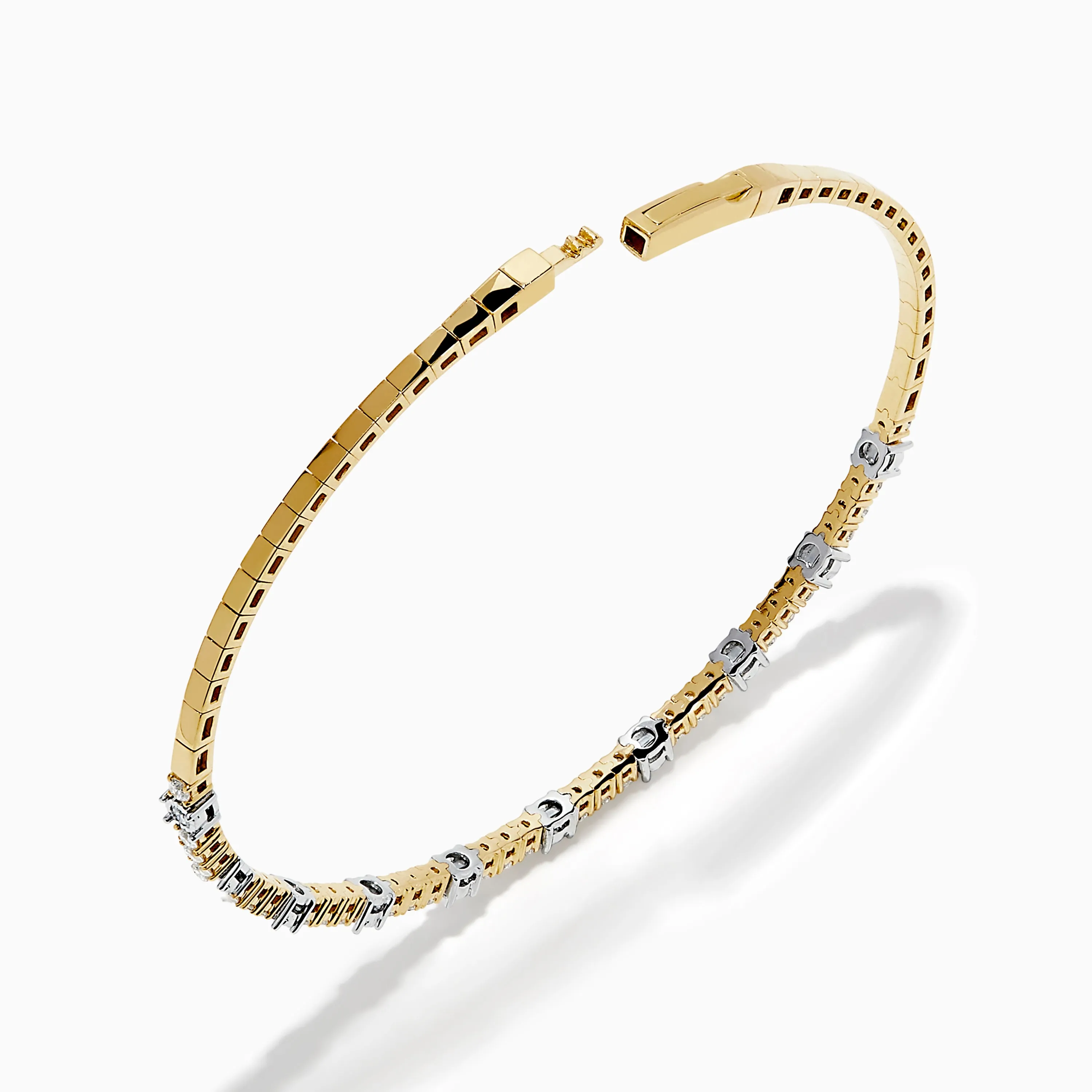 14K Two Tone Gold Diamond Station Flex Bangle sold by Effy product image thumbnail 2