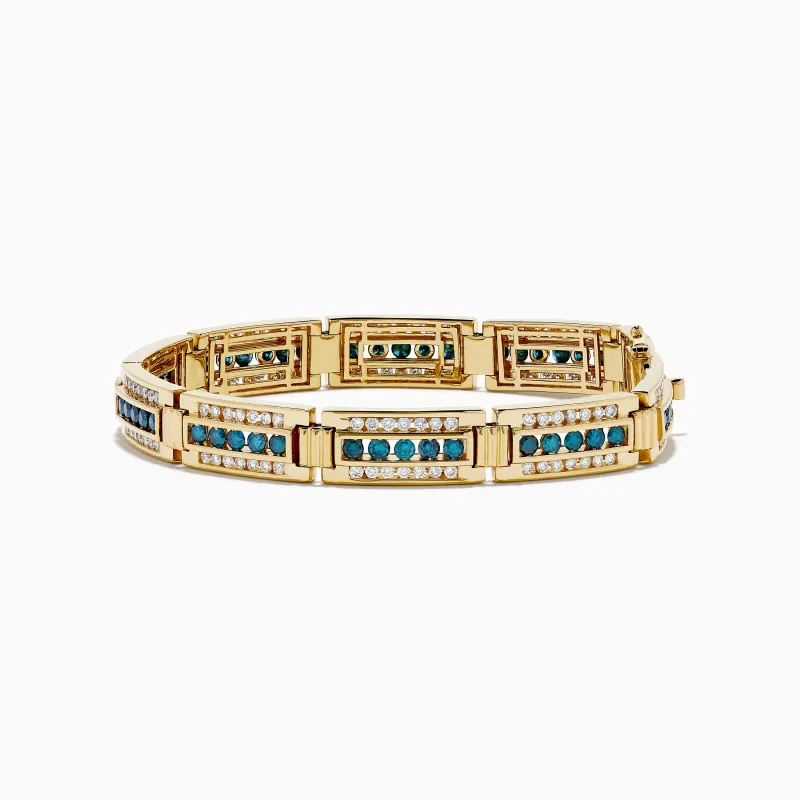 Men's 14K Yellow Gold White and Blue Diamond Linked Bracelet sold by Effy
