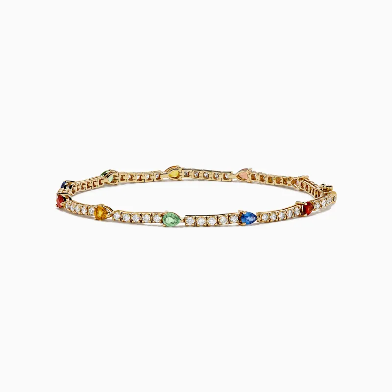 Watercolors 14K Yellow Gold Multi Sapphire and Diamond Tennis Bracelet sold by Effy