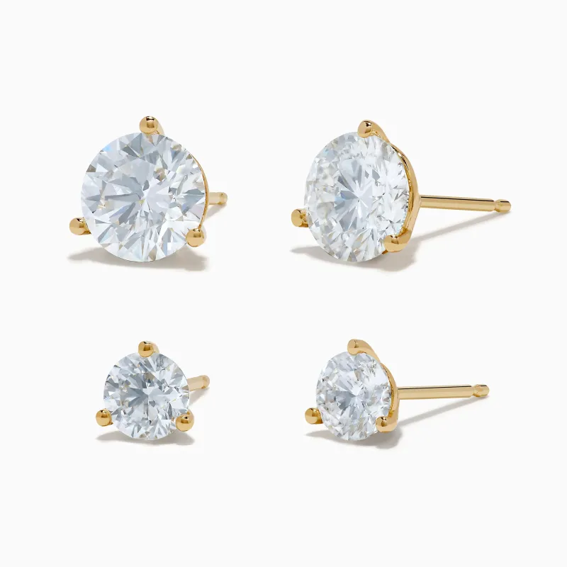 BOGO Lab Grown Diamond Stud Earrings 3TCW + 1TCW in 14K Yellow Gold made by Effy