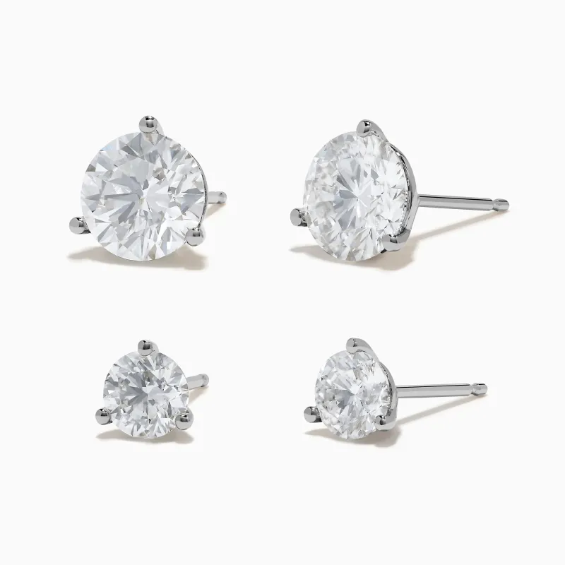 BOGO Lab Grown Diamond Stud Earrings 3TCW + 1TCW in 14K White Gold made by Effy
