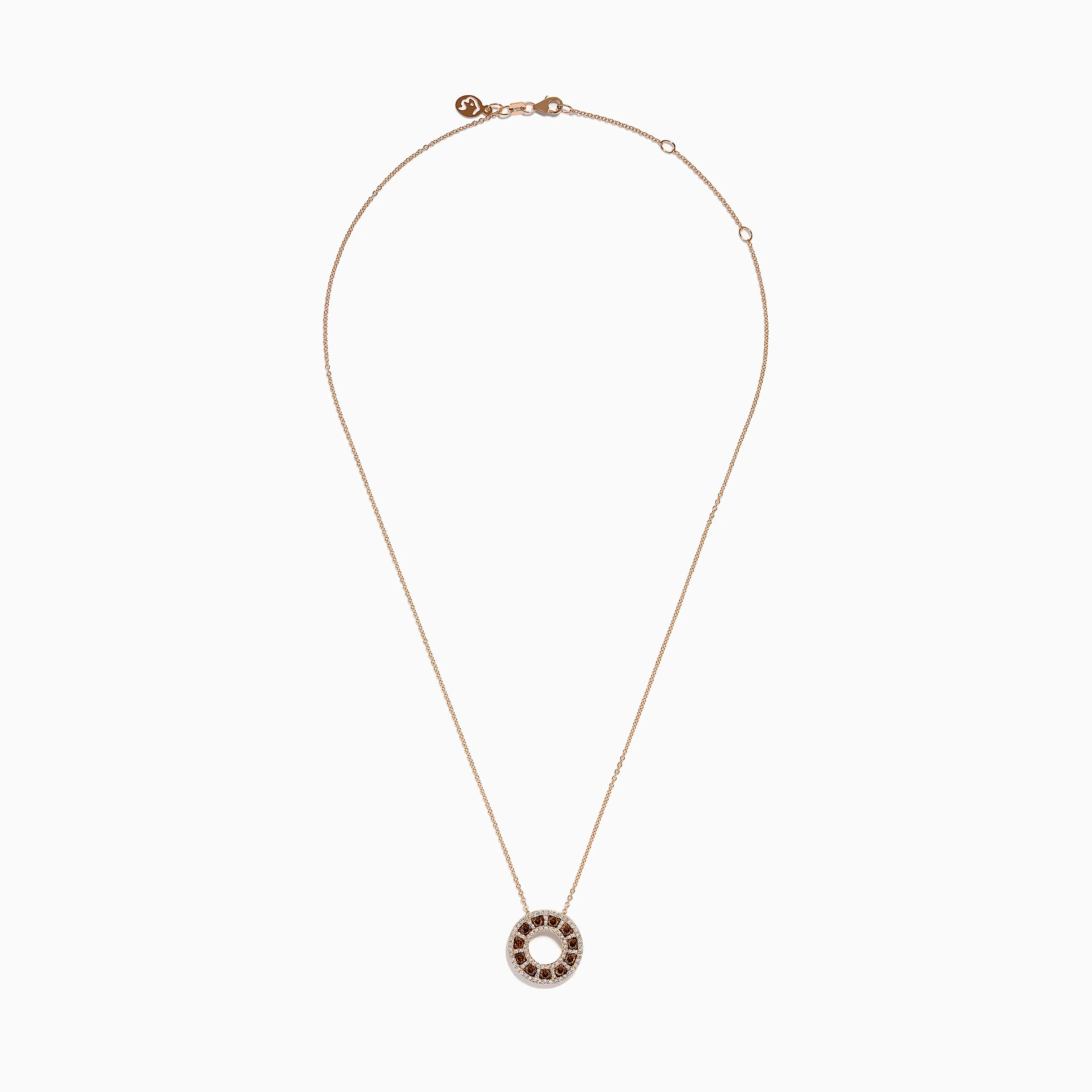 14K Rose Gold Brown and White Diamond Circle Pendant sold by Effy product image thumbnail 3