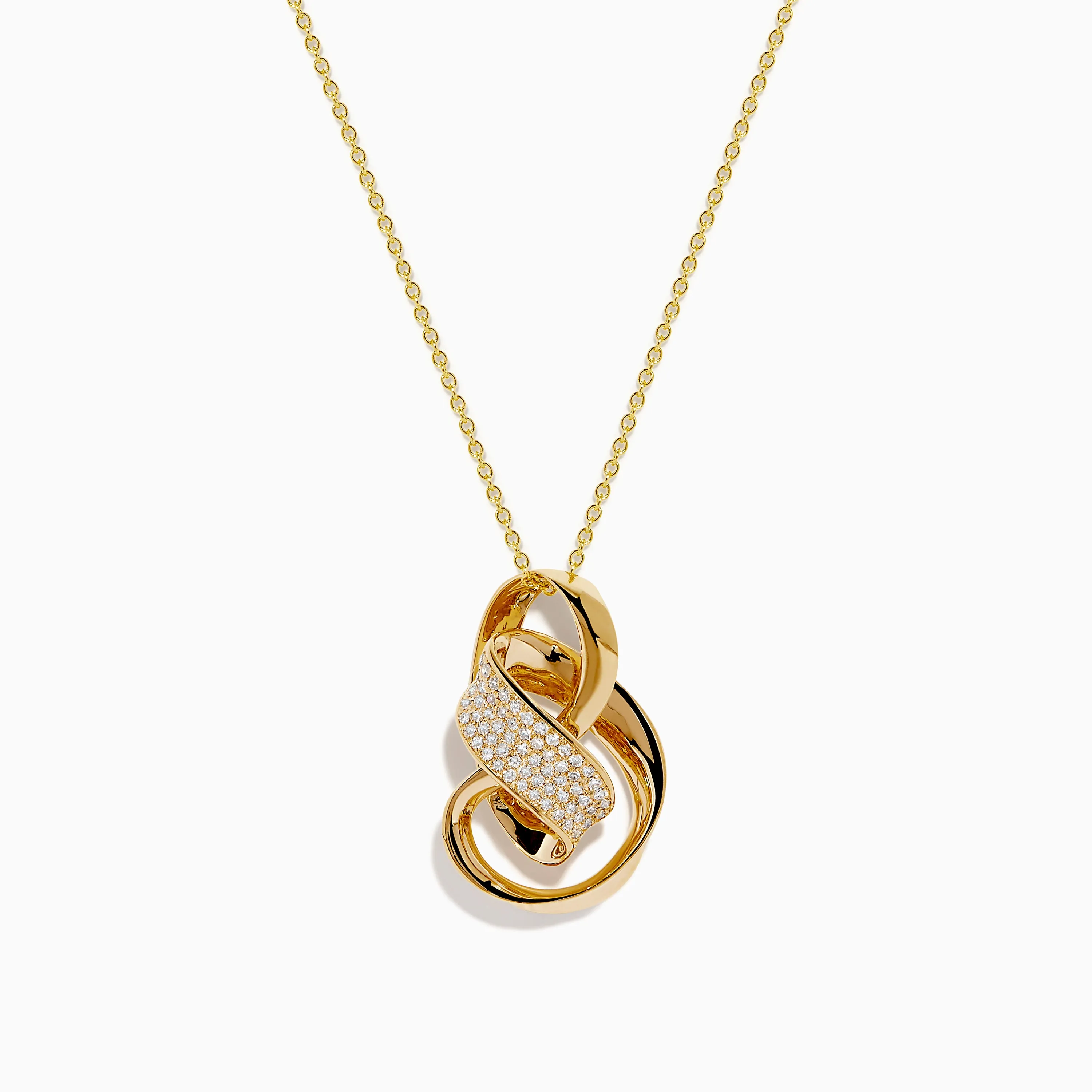 D'oro 14K Yellow Gold Diamond Ribbon Pendant sold by Effy