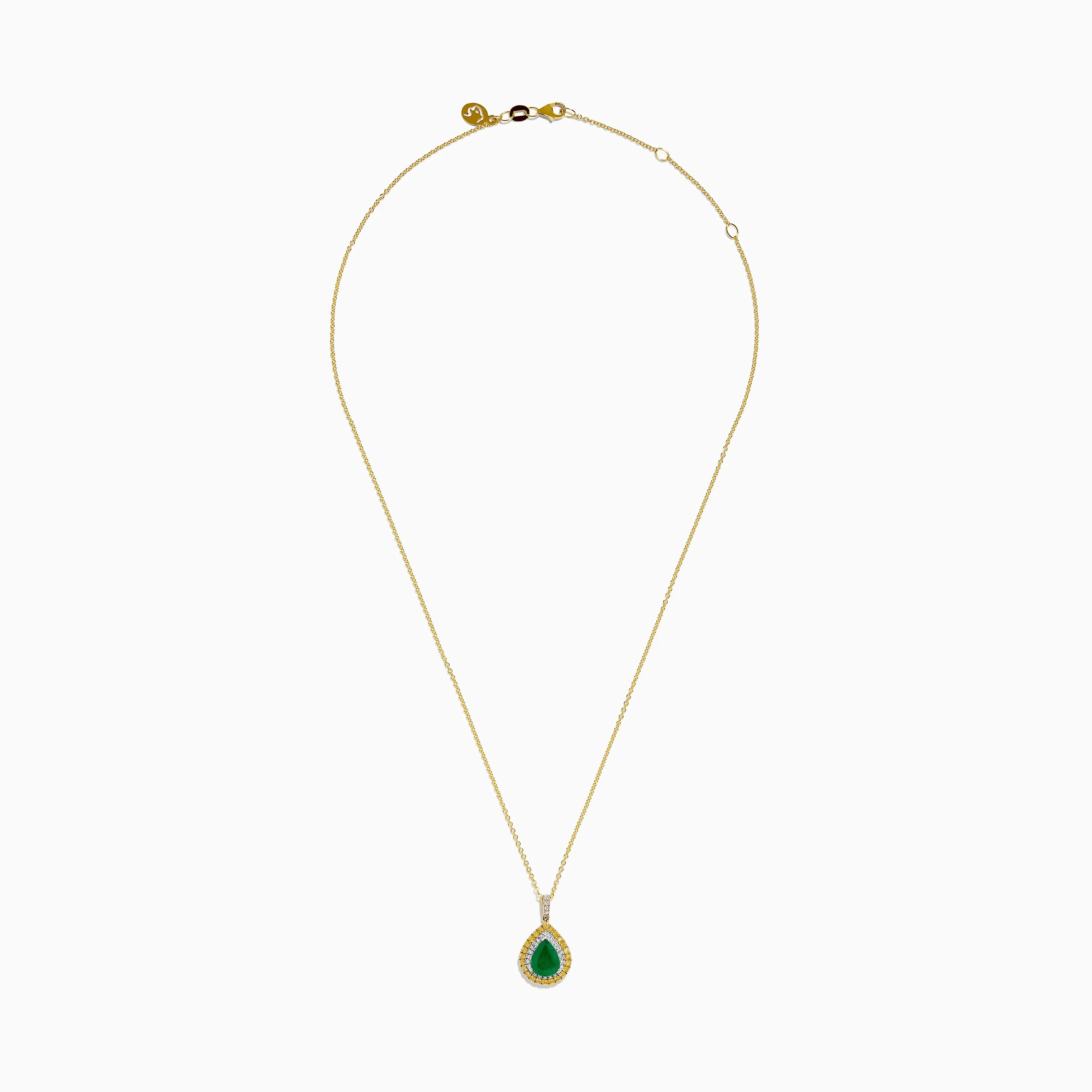 14K Two Tone Gold Emerald, Yellow, and White Diamond Double Halo Pendant sold by Effy product image thumbnail 3