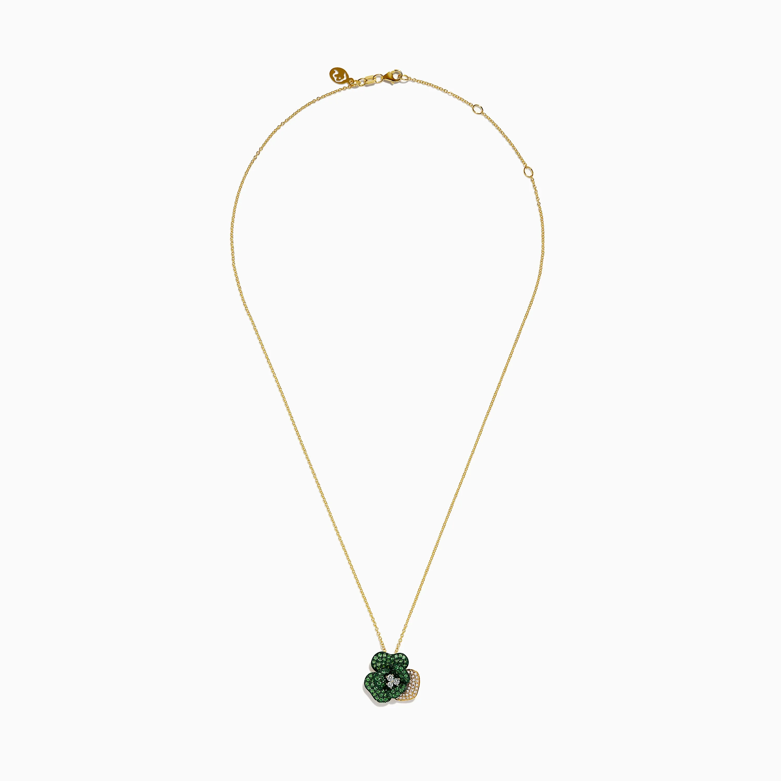 14K Yellow Gold Tsavorite and Diamond Flower Pendant sold by Effy product image thumbnail 3