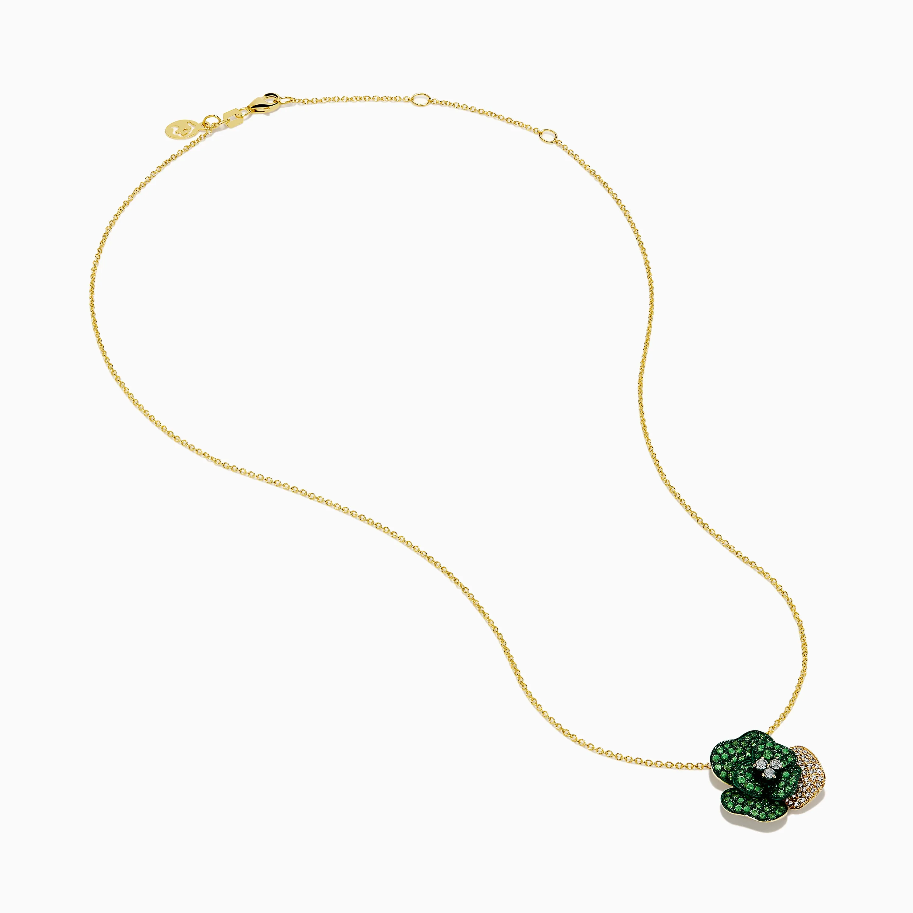 14K Yellow Gold Tsavorite and Diamond Flower Pendant sold by Effy product image thumbnail 2