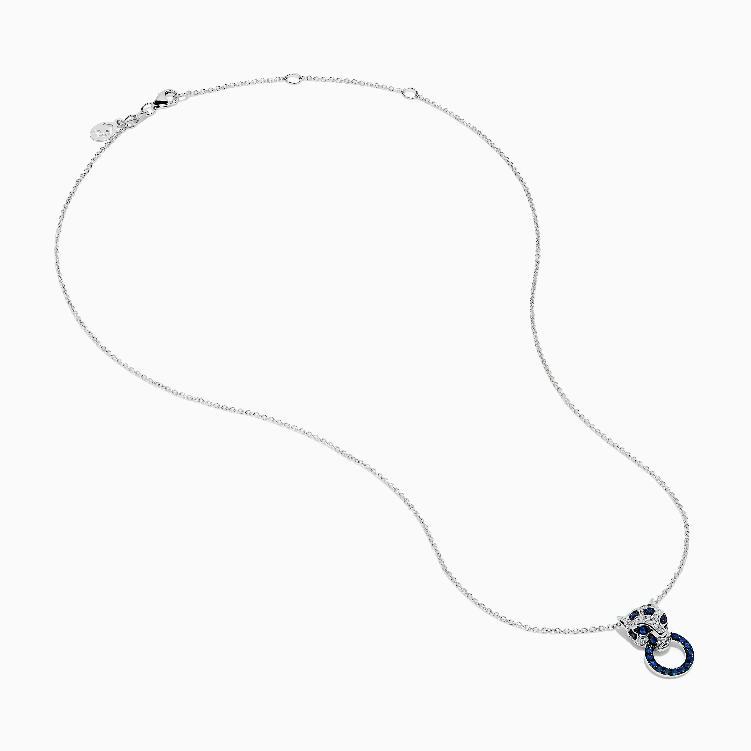 Signature 14K White Gold Blue Sapphire and Diamond Panther Pendant sold by Effy product image thumbnail 2