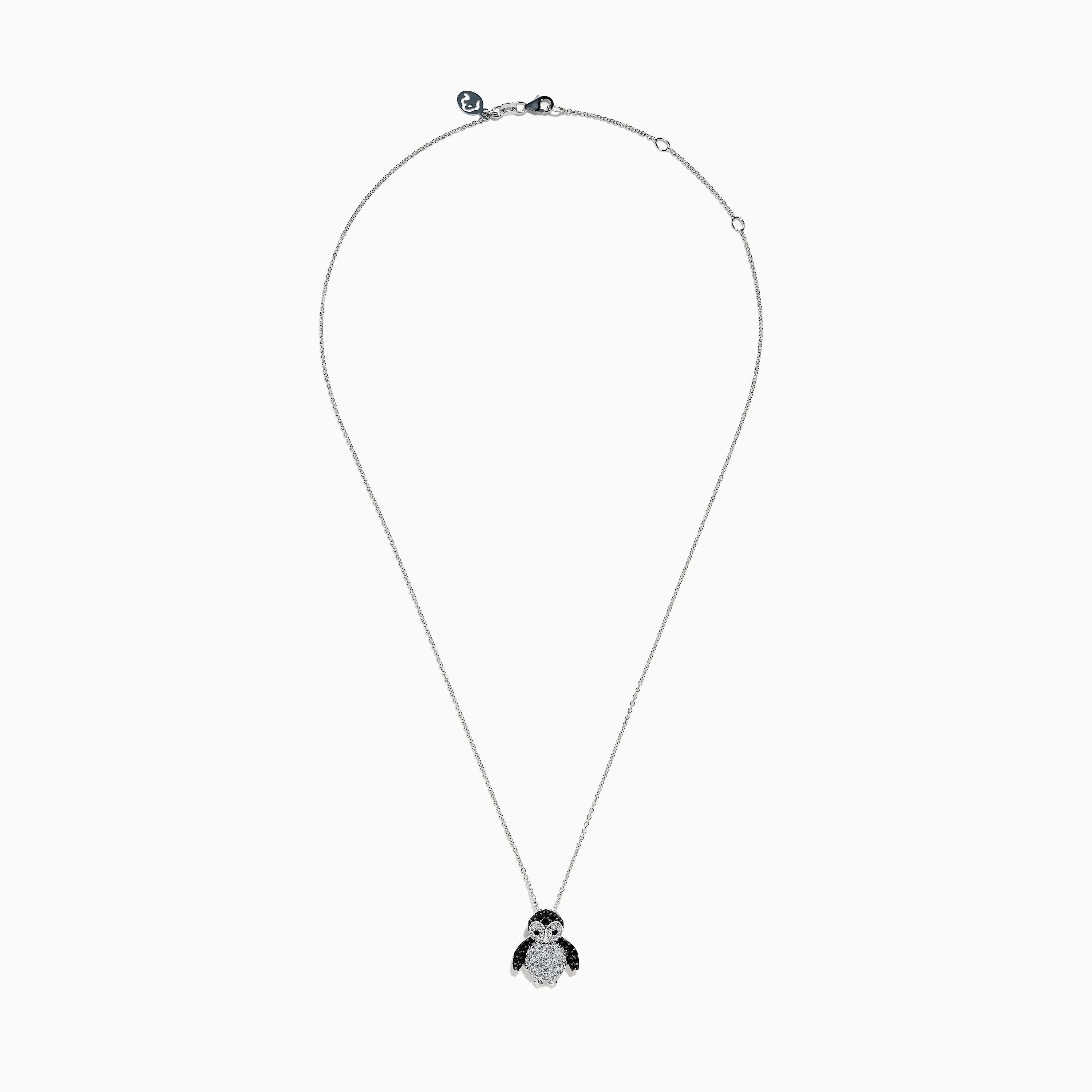 14K White Gold Diamond, White Sapphire, and Black Spinel Penguin Pendant sold by Effy product image thumbnail 3