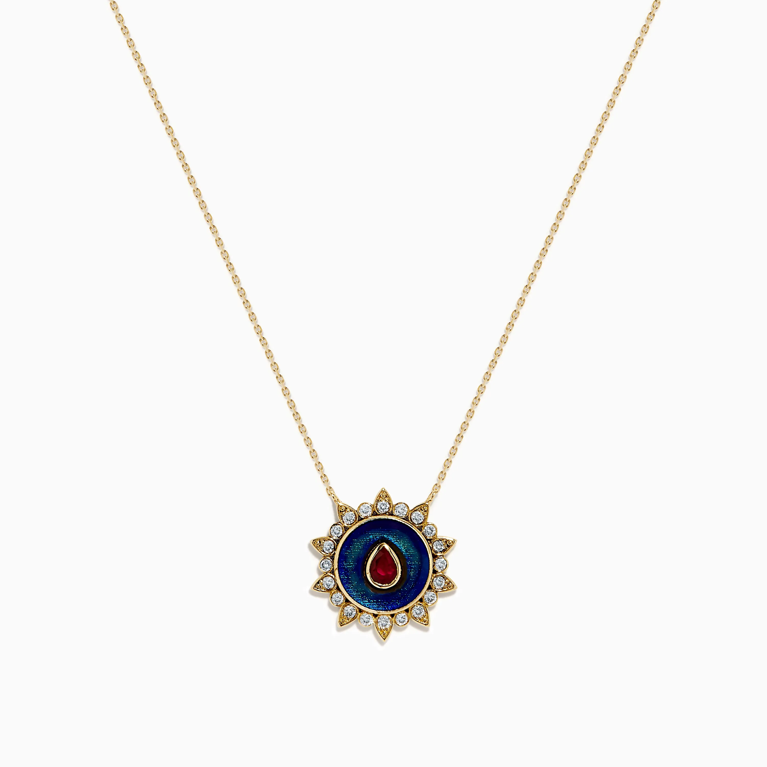 14K Yellow Gold Ruby, Diamond, and Enamel Pendant sold by Effy