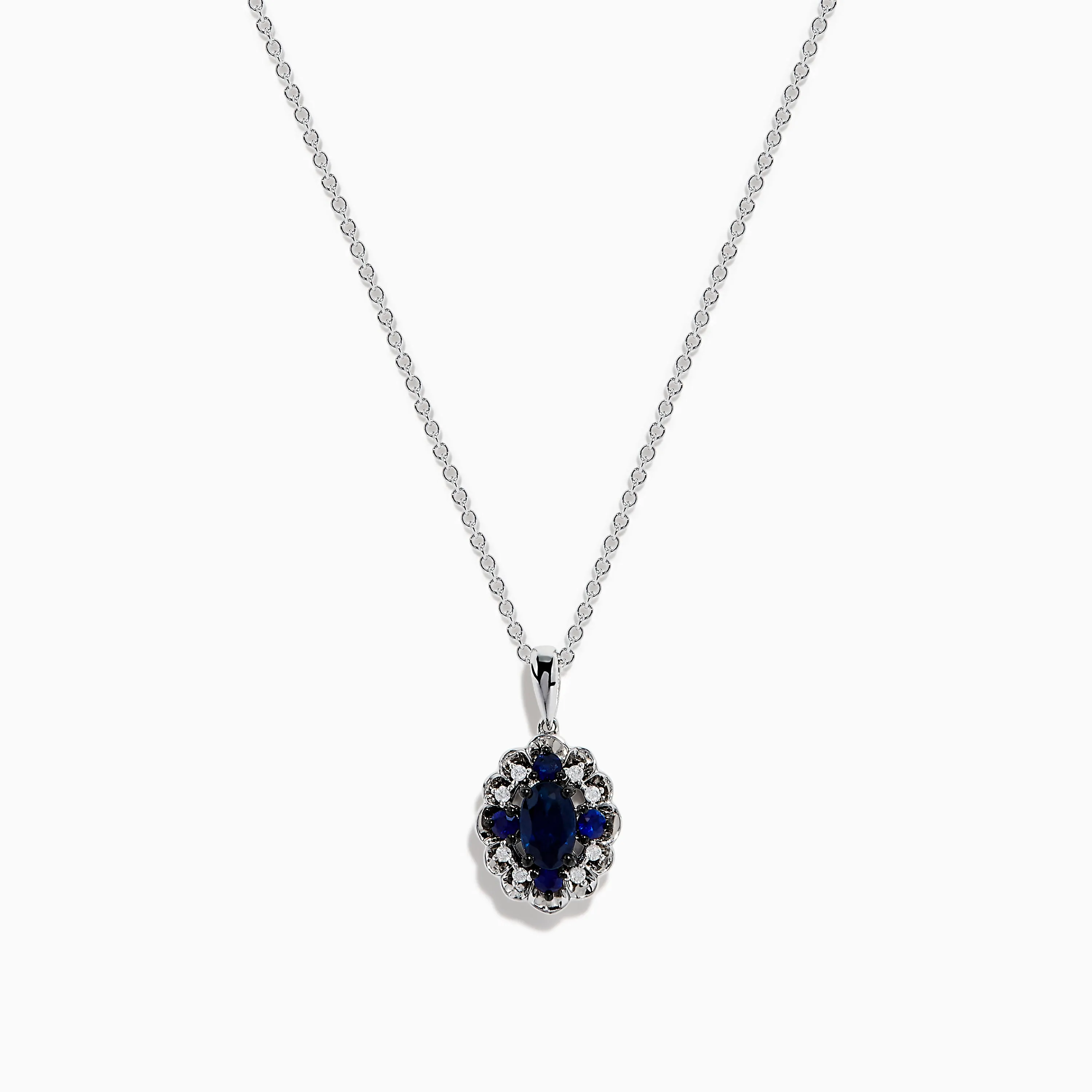 14K White Gold Sapphire and Diamond Scallop Pendant sold by Effy