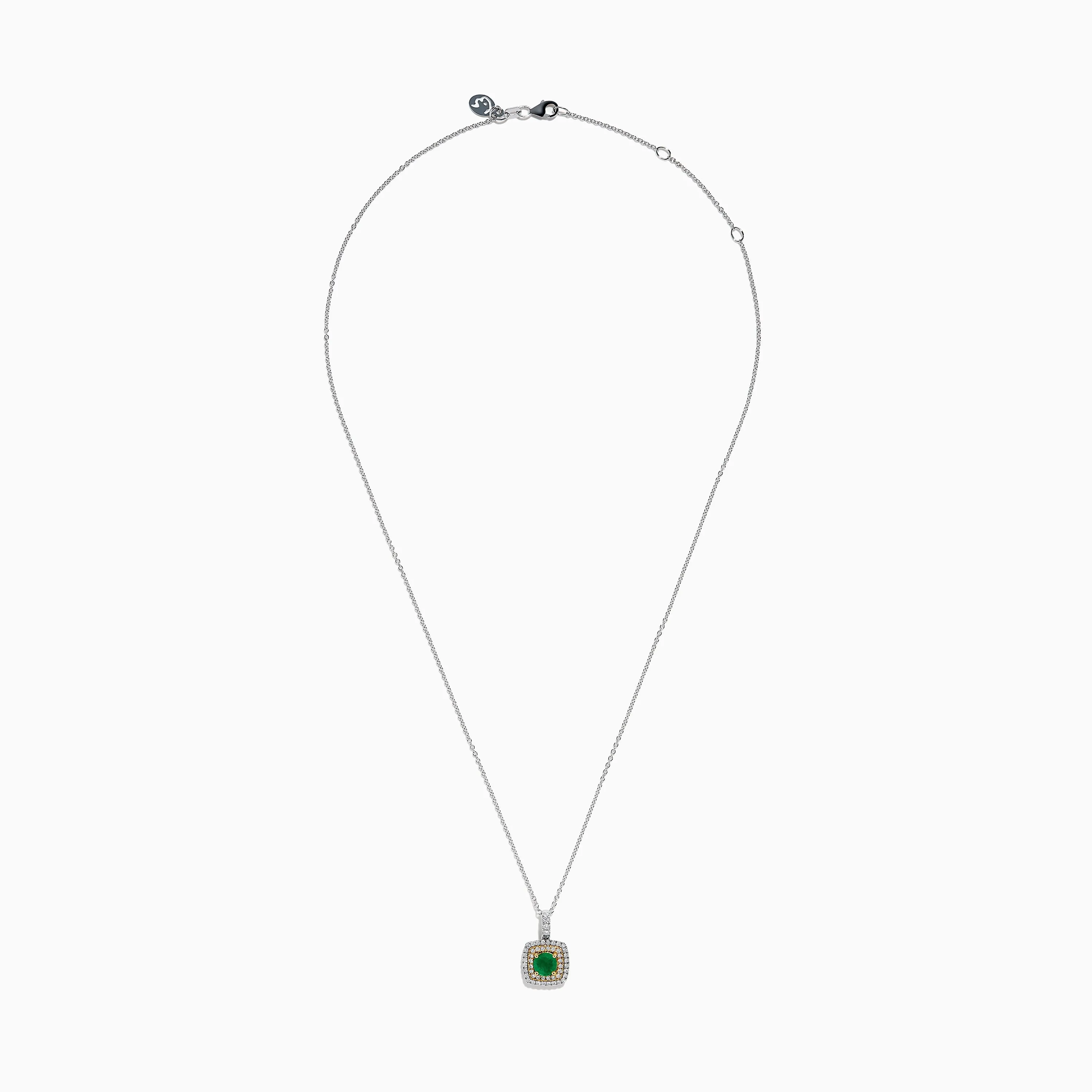 14K Two Tone Gold Emerald and Diamond Double Halo Pendant sold by Effy product image thumbnail 3