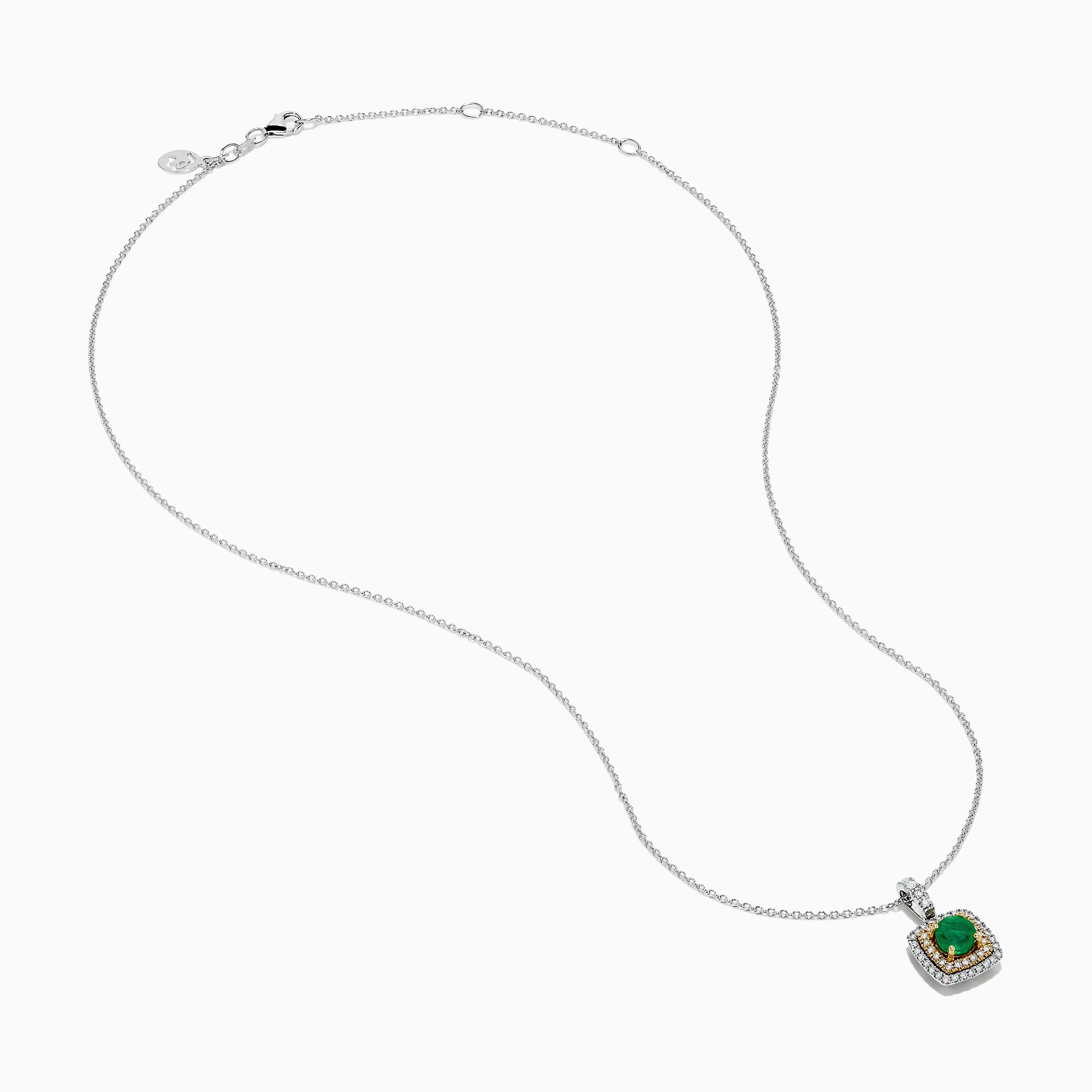14K Two Tone Gold Emerald and Diamond Double Halo Pendant sold by Effy product image thumbnail 2