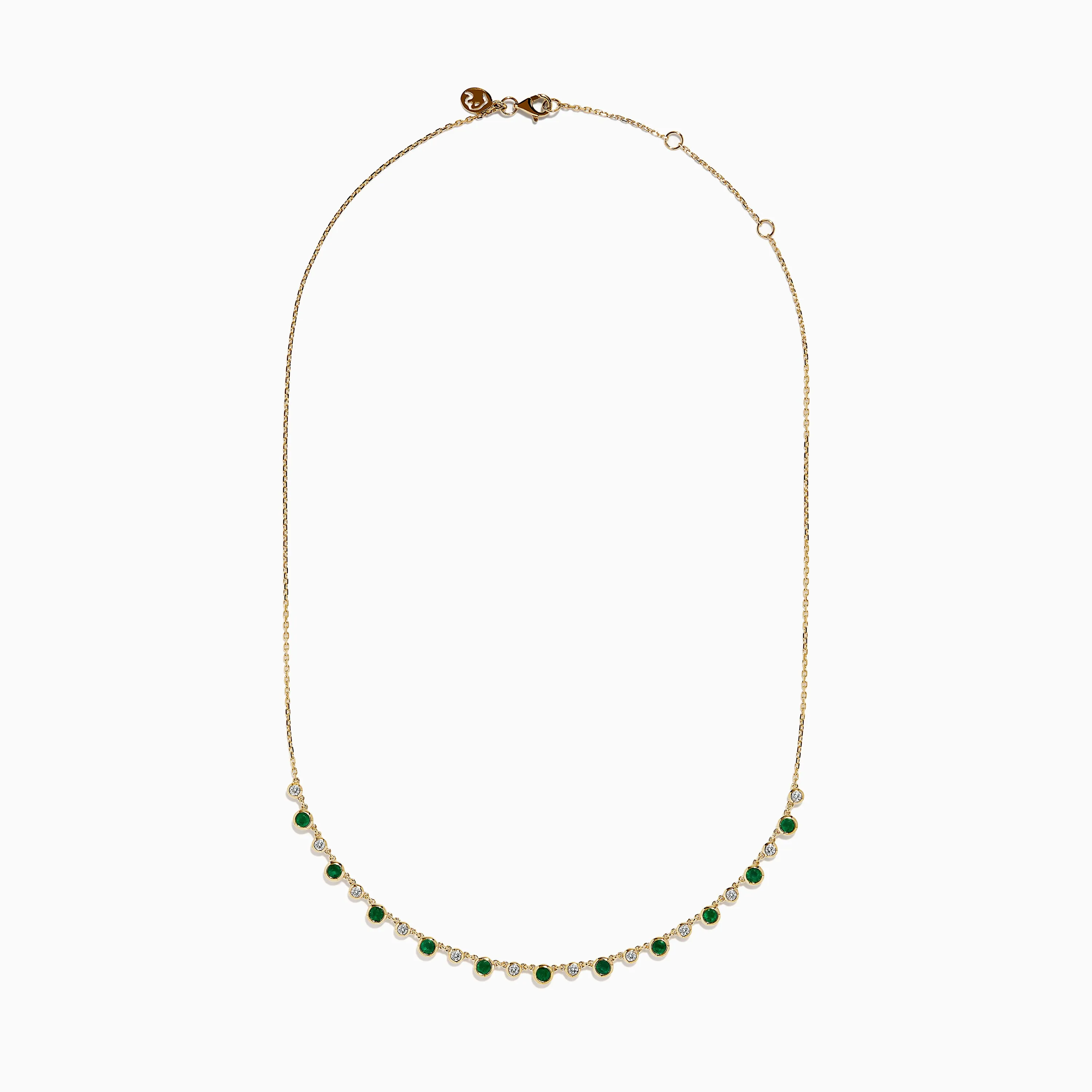 14K Yellow Gold Emerald and Diamond Bezel Set Station Necklace sold by Effy product image thumbnail 3