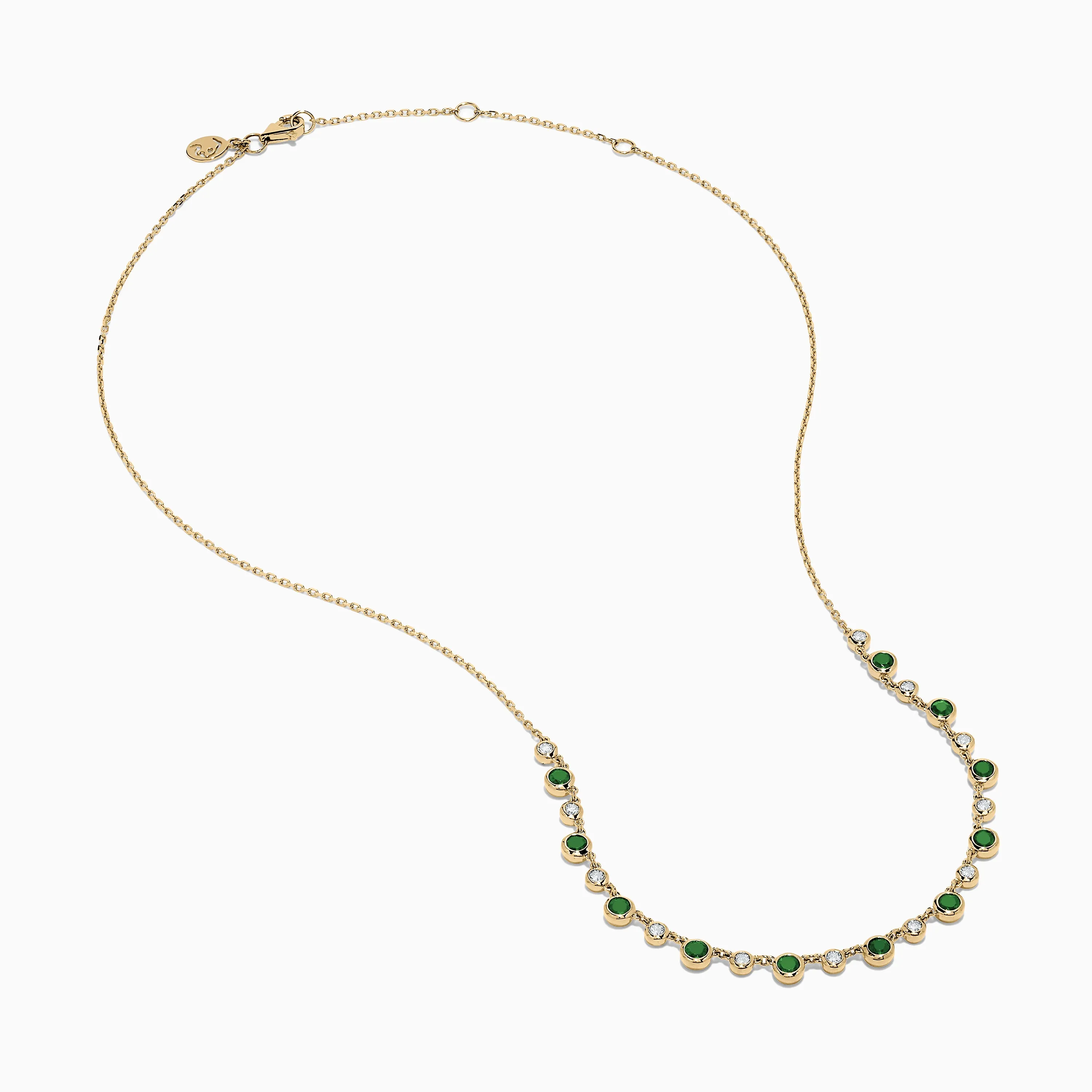 14K Yellow Gold Emerald and Diamond Bezel Set Station Necklace sold by Effy product image thumbnail 2