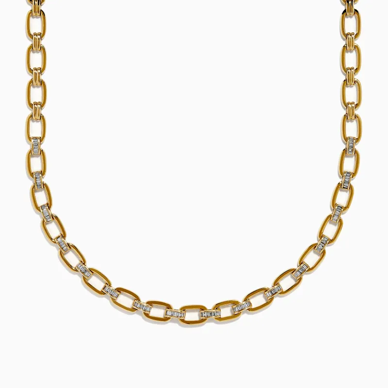 14K Yellow Gold Chain Diamond Necklace made by Effy