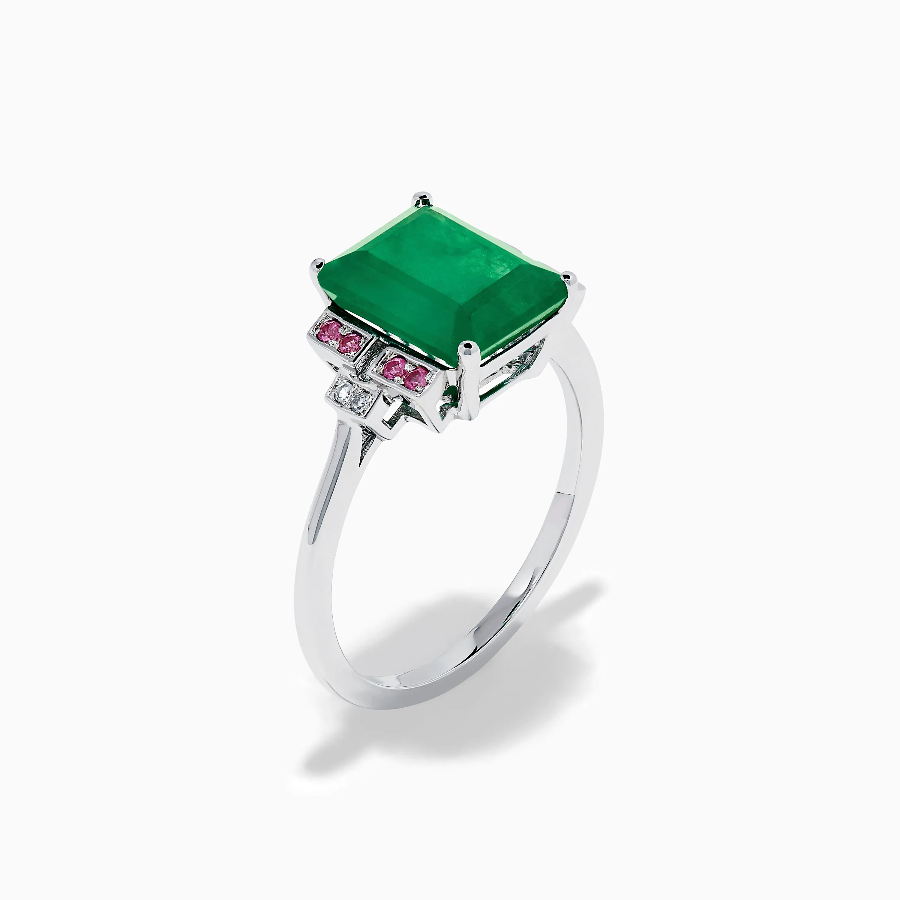 14K White Gold Emerald, Pink Sapphire, and Diamond Ring sold by Effy product image thumbnail 4
