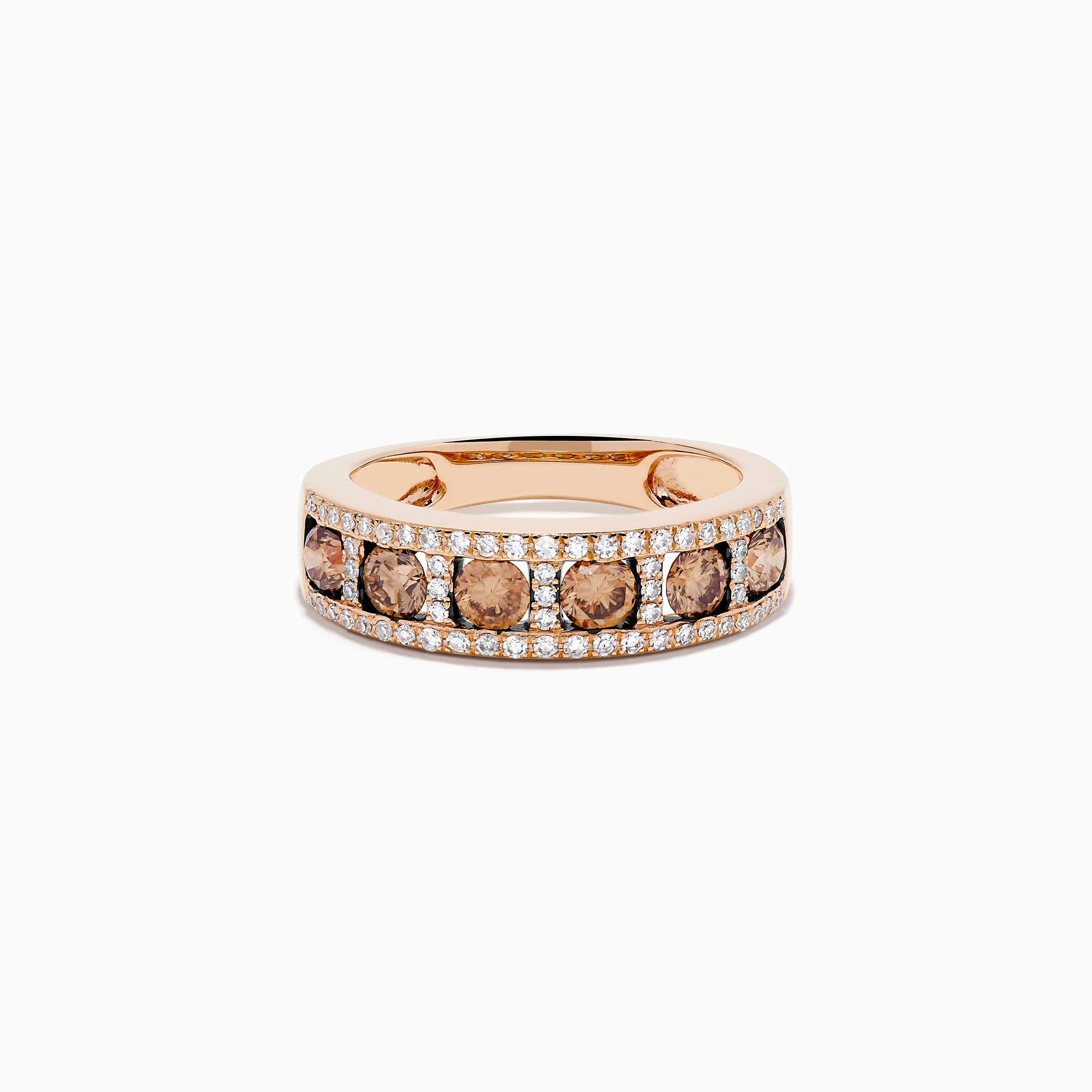 14K Rose Gold Brown and White Diamond Band Ring sold by Effy