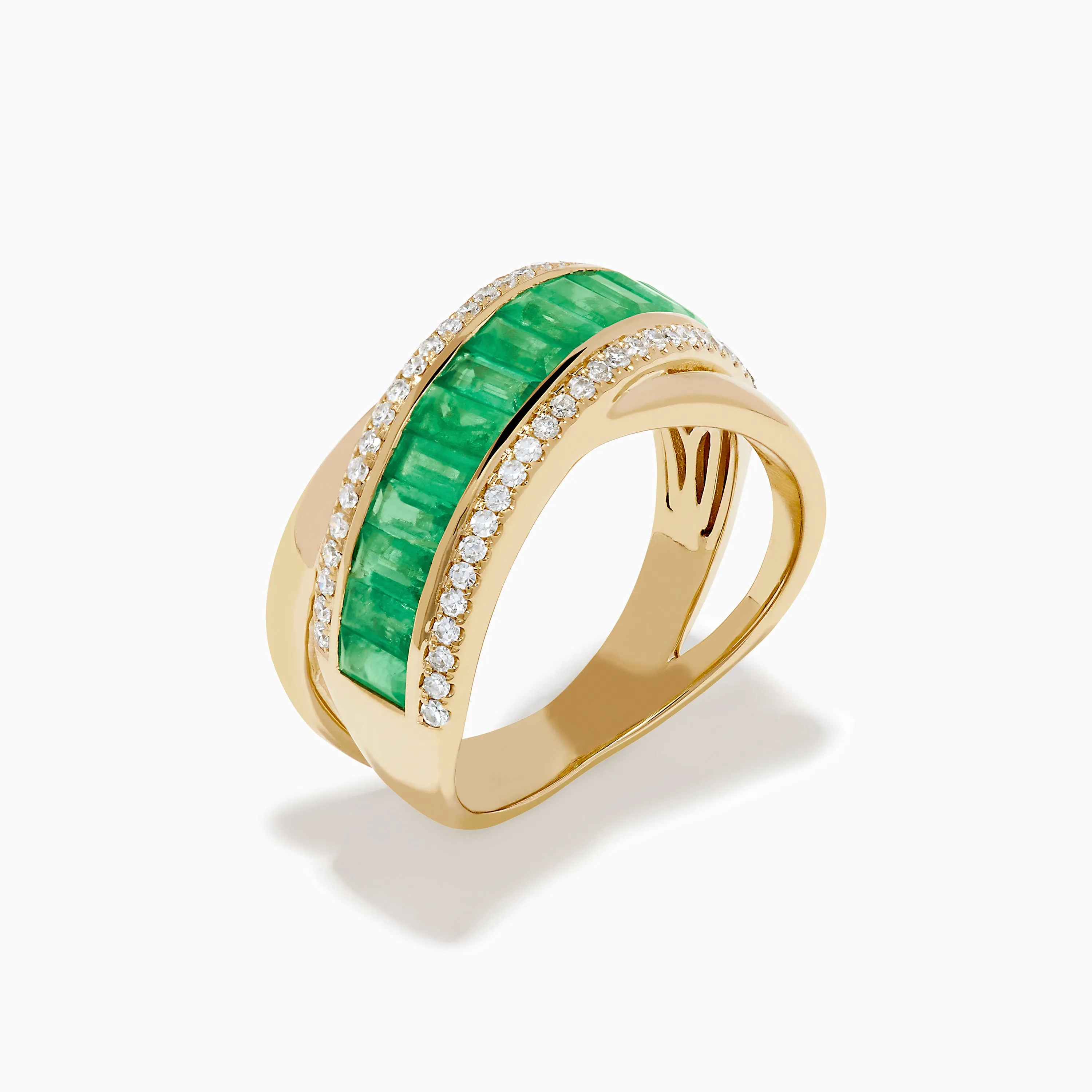 14K Yellow Gold Emerald and Diamond Crossover Ring sold by Effy product image thumbnail 4