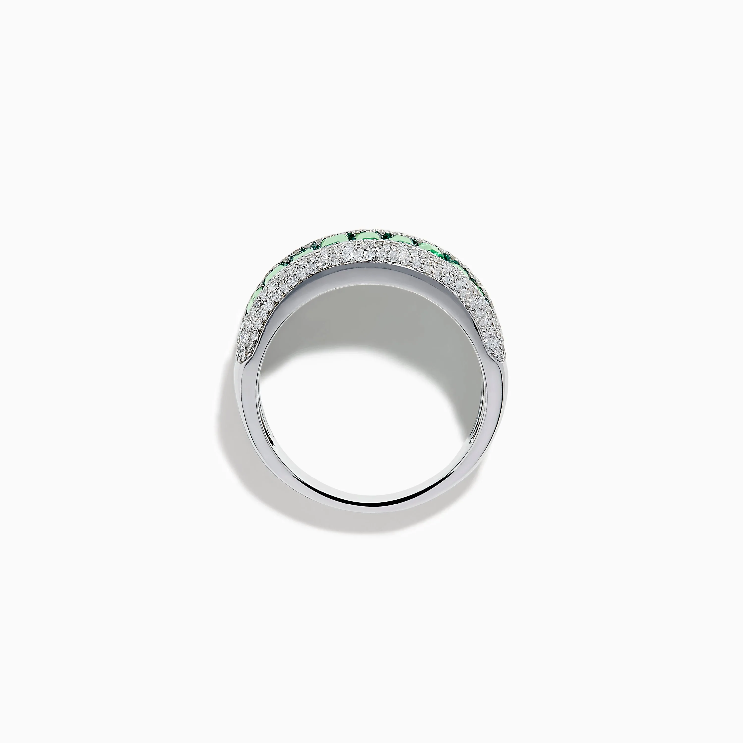 14K White Gold Emerald Baguette and Pavé Diamond Ring sold by Effy product image thumbnail 3
