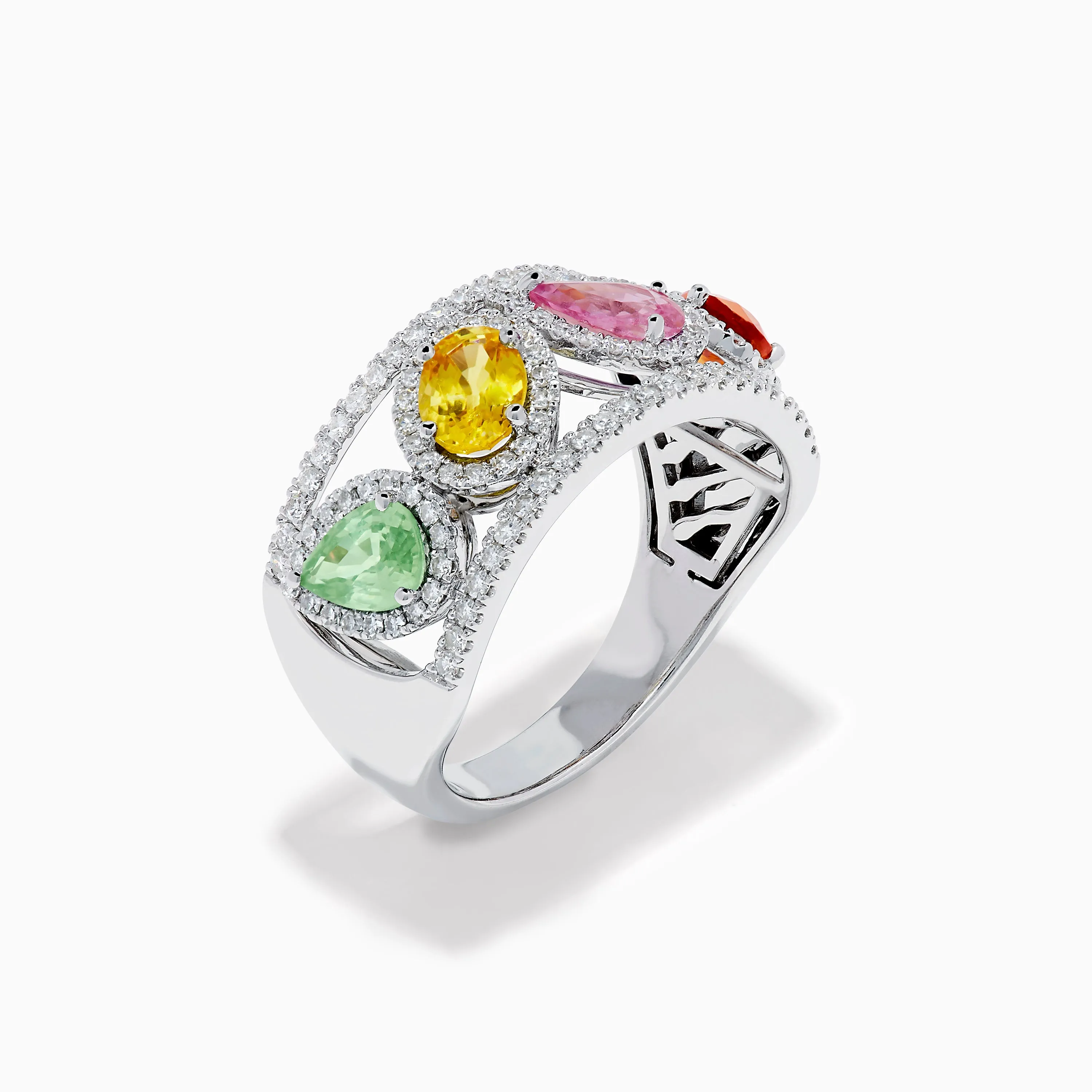 Watercolors 14K White Gold Multi Sapphire and Diamond Ring sold by Effy product image thumbnail 4