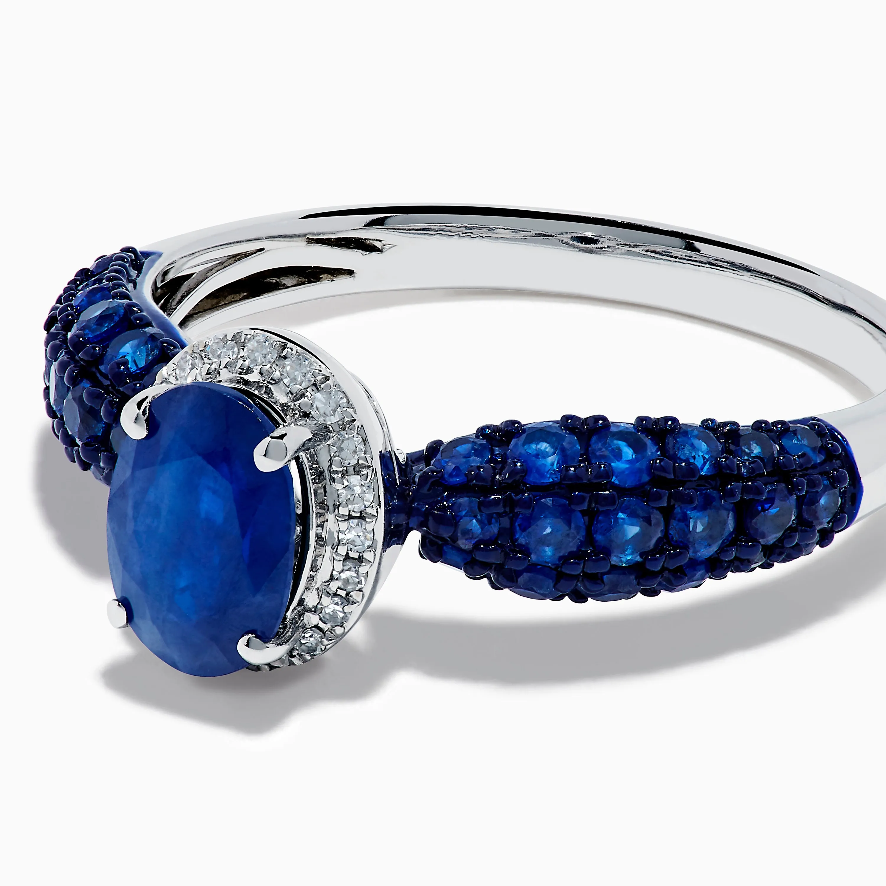 14K White Gold Blue Sapphire and Diamond Ring sold by Effy product image thumbnail 2