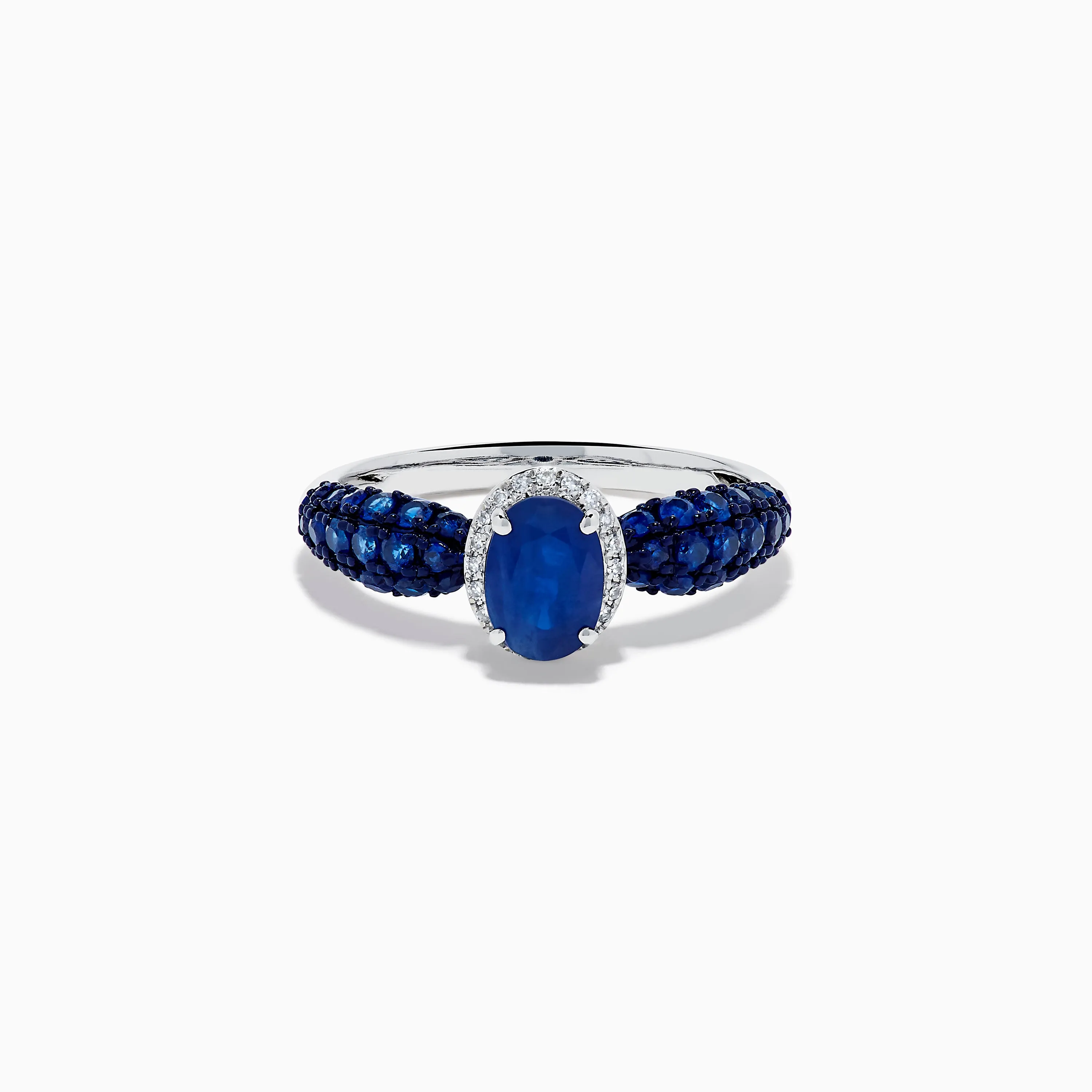 14K White Gold Blue Sapphire and Diamond Ring sold by Effy