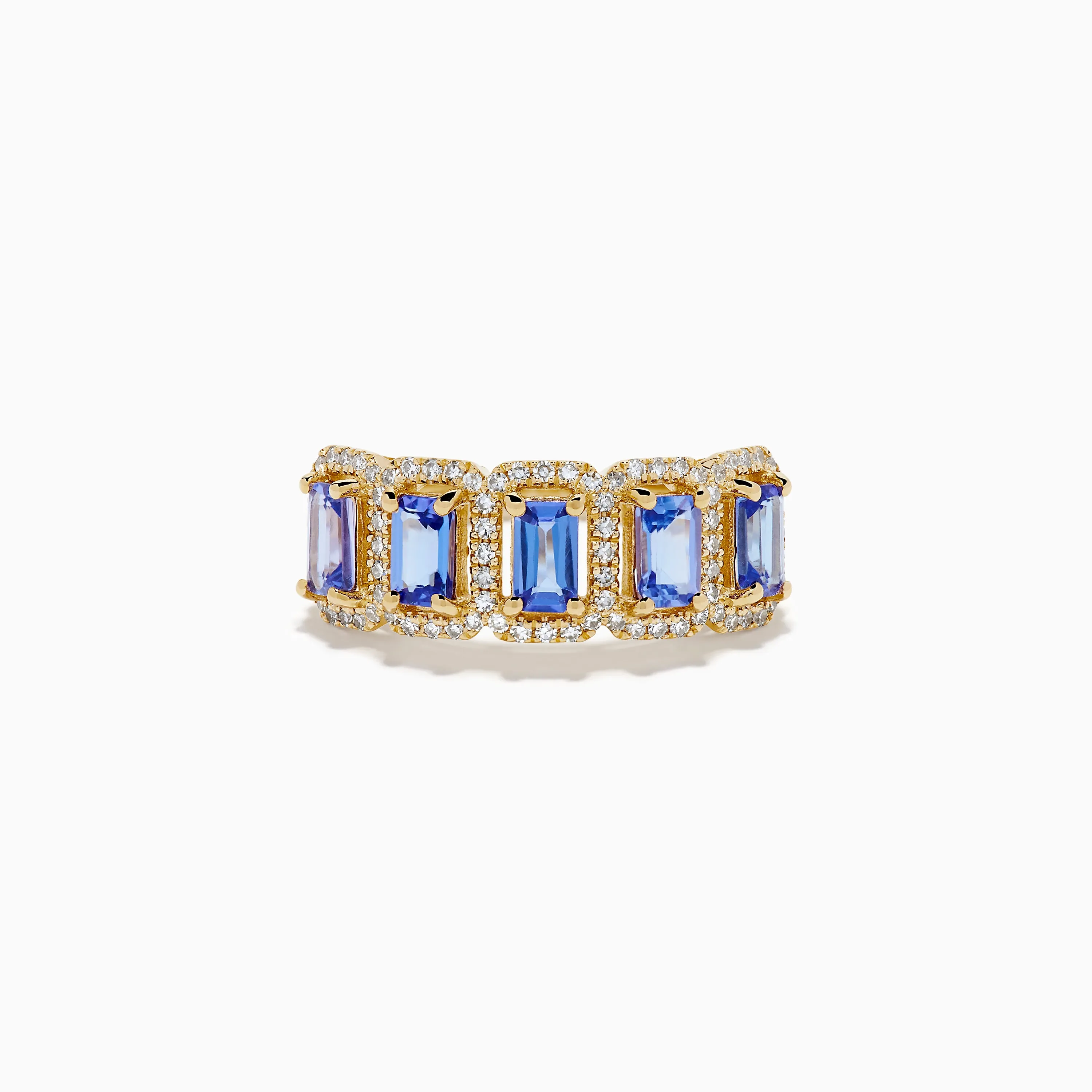 14K Yellow Gold Tanzanite and Diamond Halo Band Ring sold by Effy