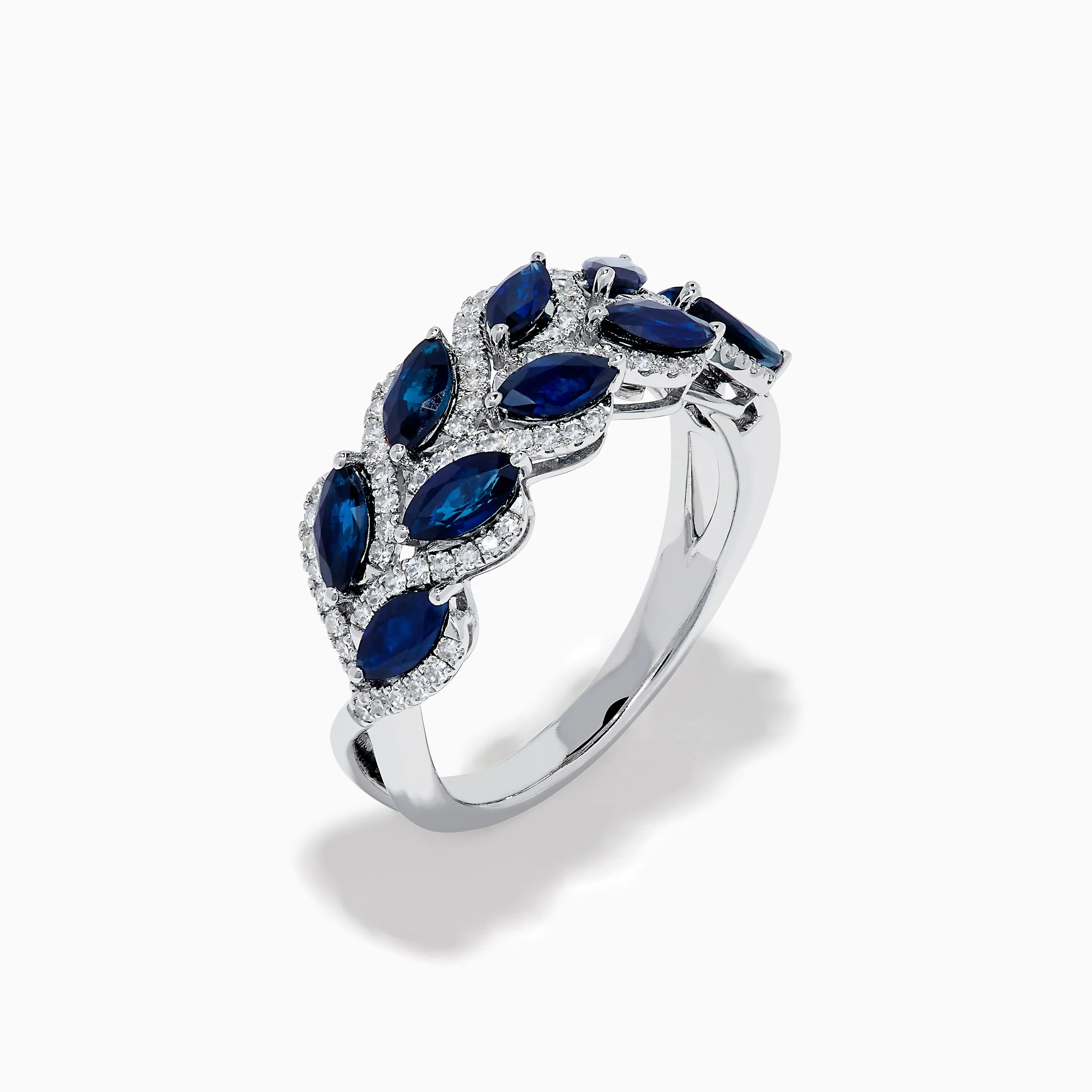 14K White Gold Sapphire and Diamond Leaf Motif Ring sold by Effy product image thumbnail 4