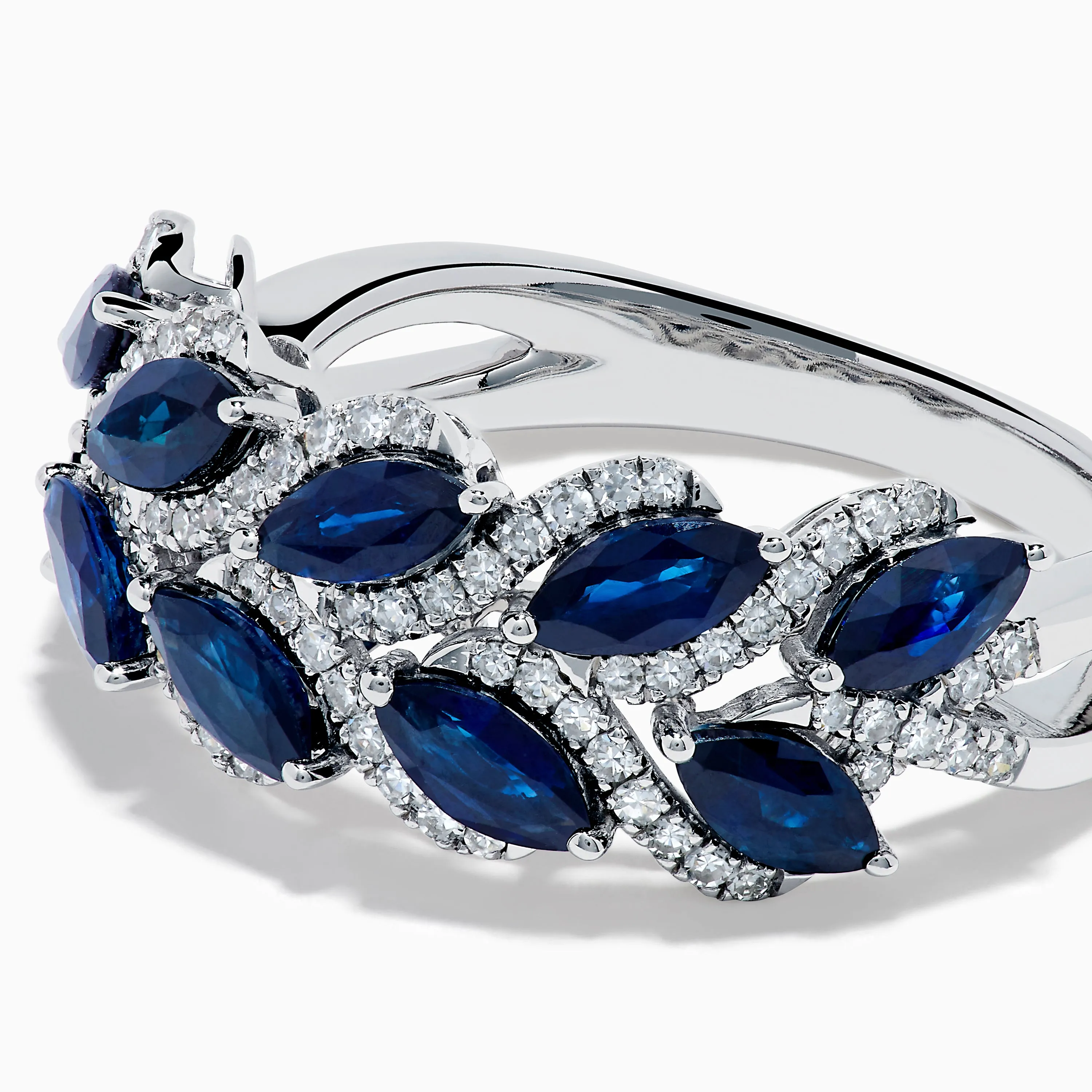 14K White Gold Sapphire and Diamond Leaf Motif Ring sold by Effy product image thumbnail 2