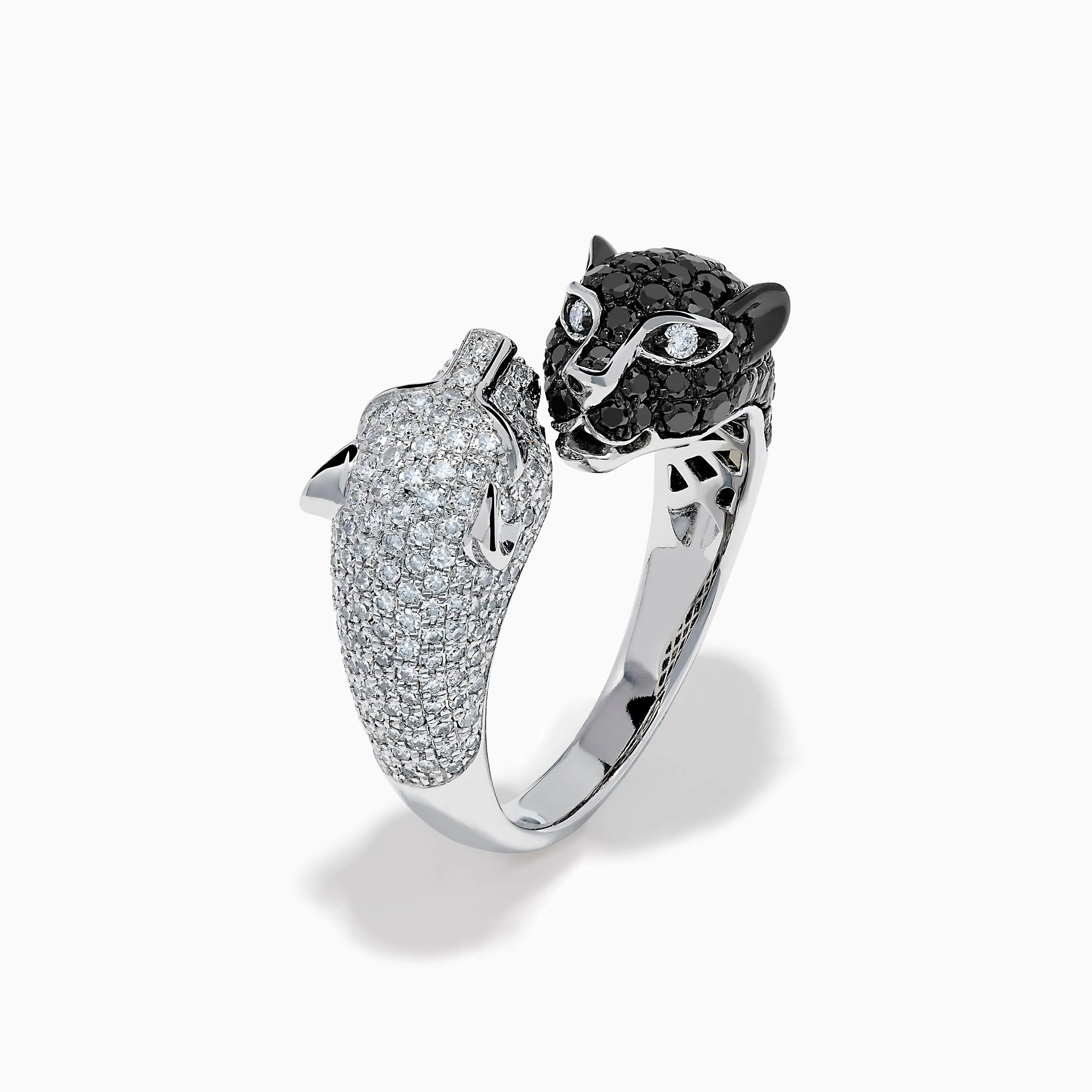 Signature 14K White and Black Diamond Panther Toi et Moi Ring sold by Effy