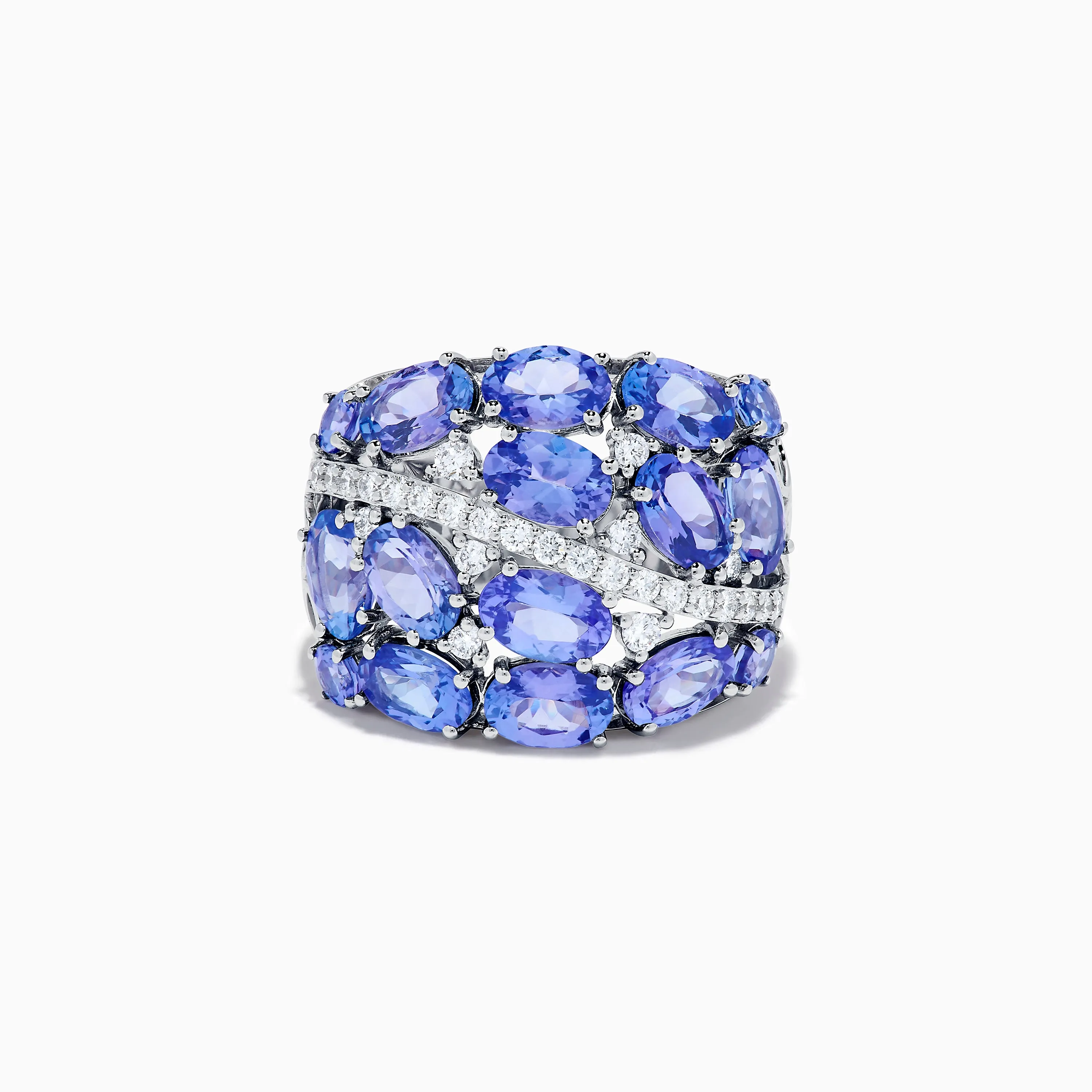 14K White Gold Tanzanite and Diamond Wide Band Ring sold by Effy
