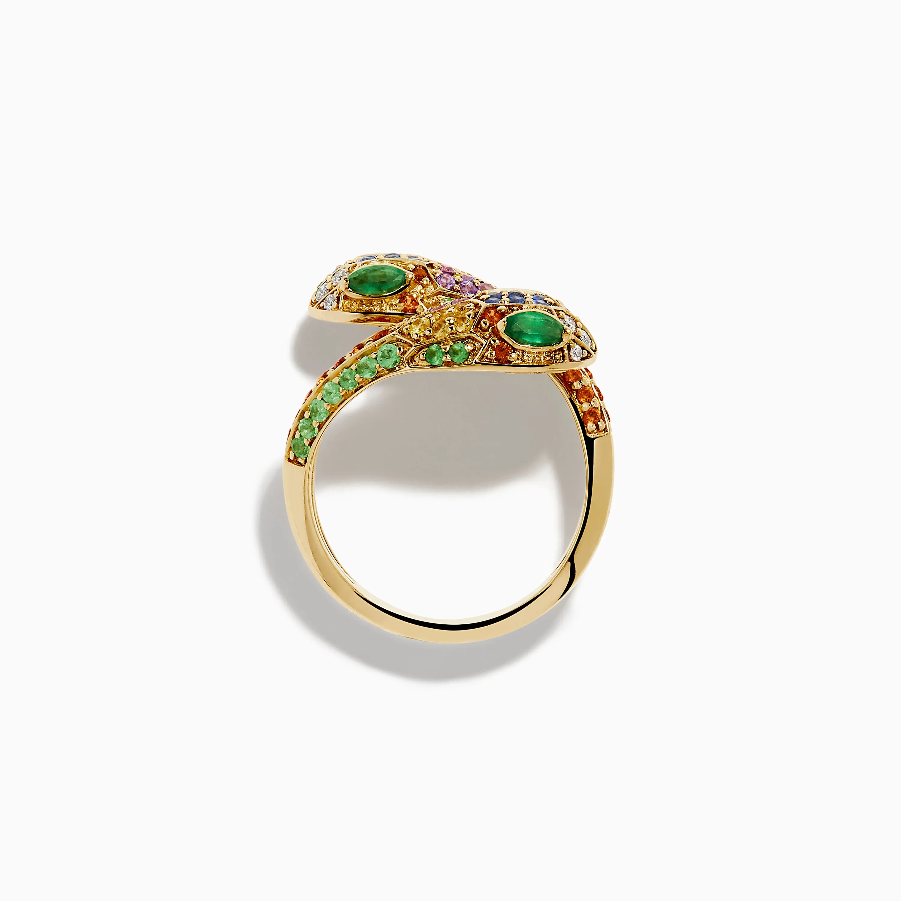 14K Yellow Gold Multi Sapphire, Emerald and Diamond Snake Toi et Moi Ring sold by Effy product image thumbnail 3