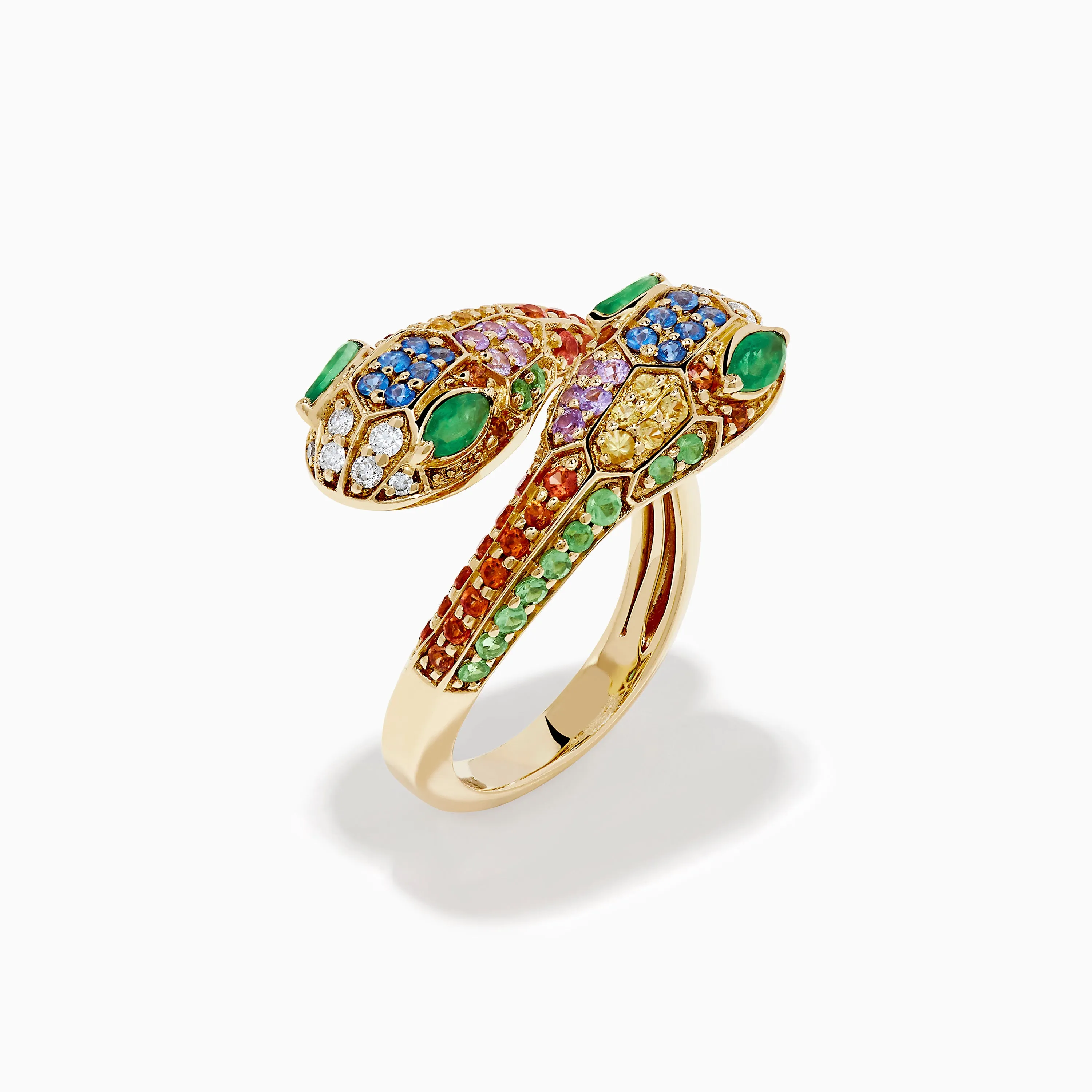 14K Yellow Gold Multi Sapphire, Emerald and Diamond Snake Toi et Moi Ring sold by Effy product image thumbnail 4