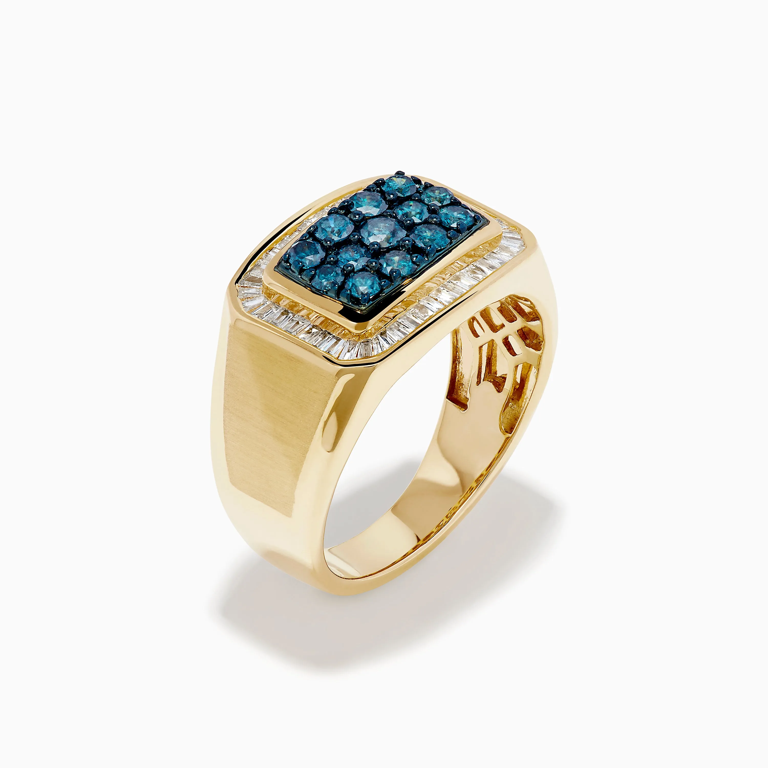 Men's 14K Yellow Gold Blue and White Diamond Ring sold by Effy product image thumbnail 4