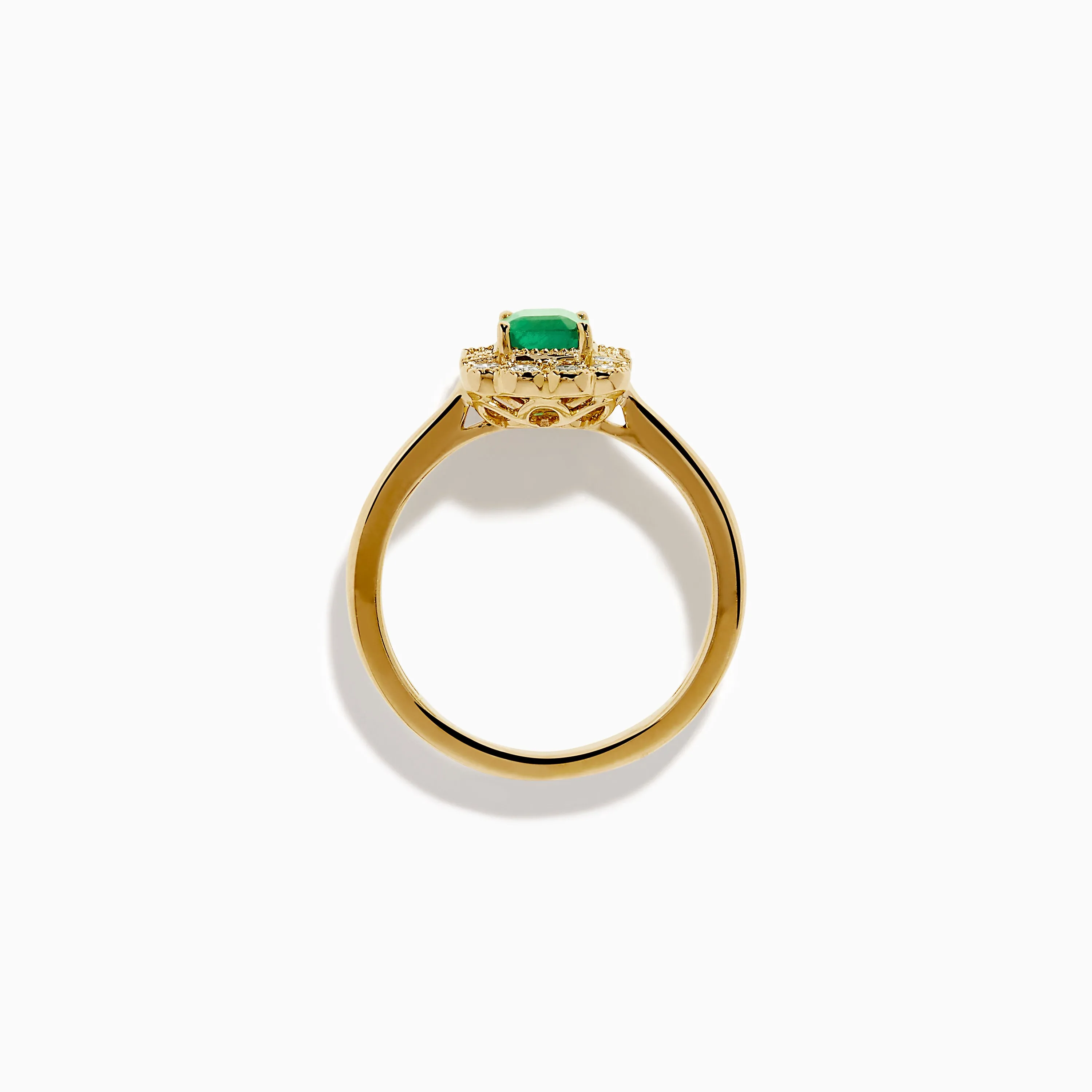 14K Yellow Gold Emerald and Diamond Halo Vintage Ring sold by Effy product image thumbnail 3