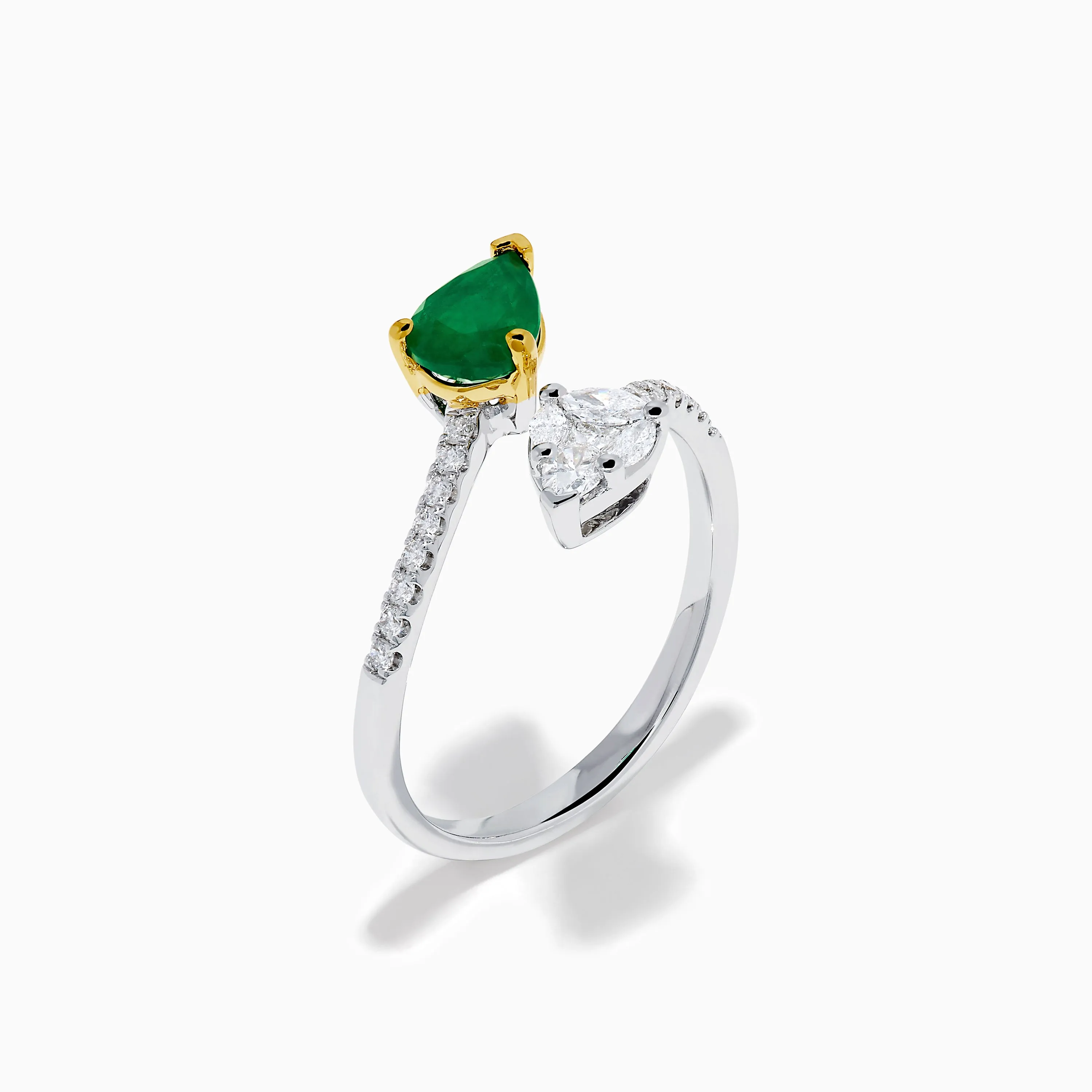 14K Two Tone Gold Emerald and Diamond Toi et Moi Ring sold by Effy product image thumbnail 4