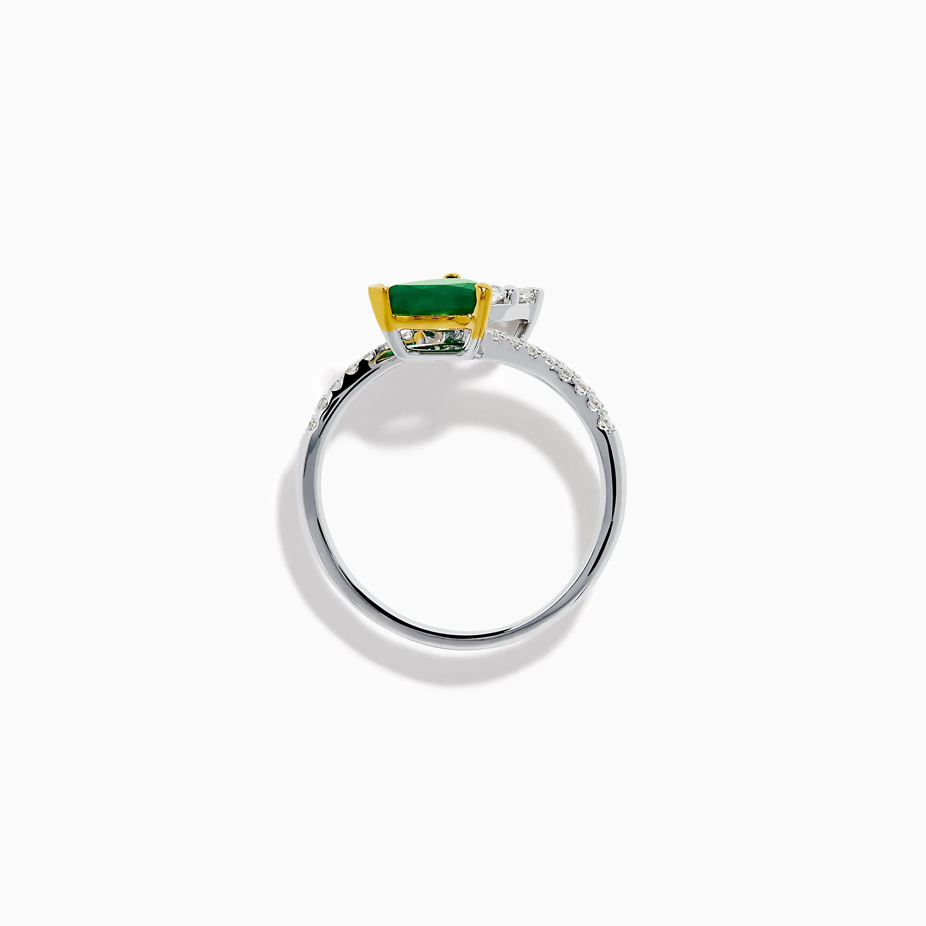 14K Two Tone Gold Emerald and Diamond Toi et Moi Ring sold by Effy product image thumbnail 3