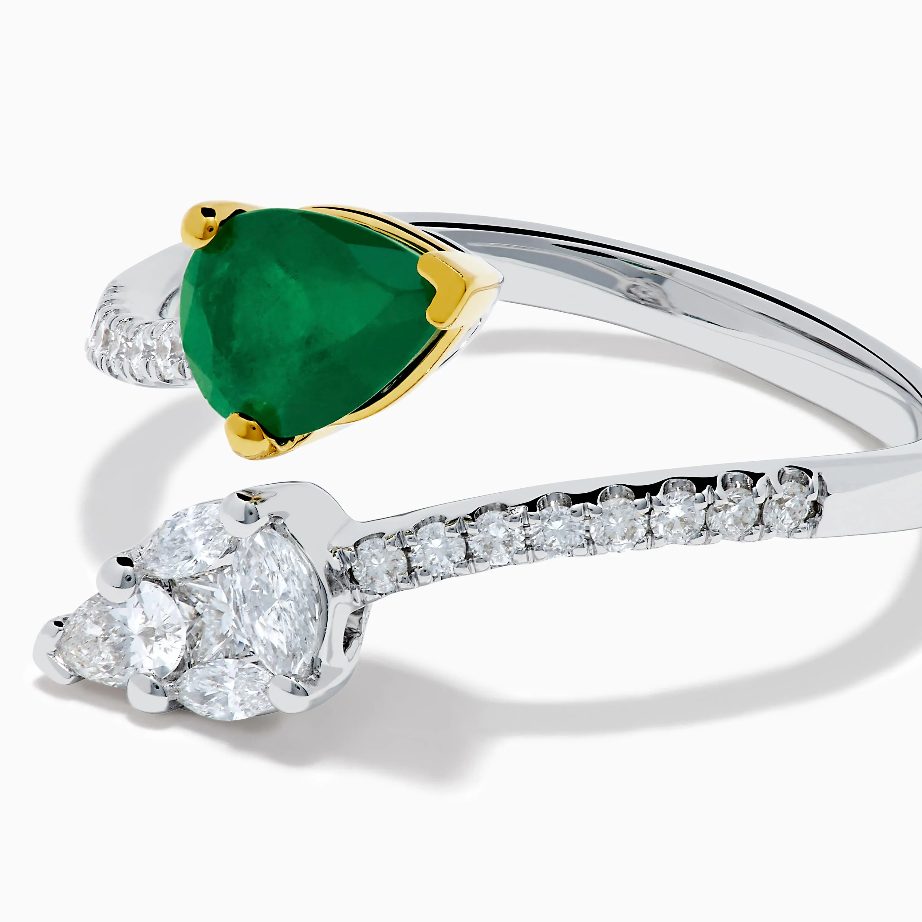 14K Two Tone Gold Emerald and Diamond Toi et Moi Ring sold by Effy product image thumbnail 2