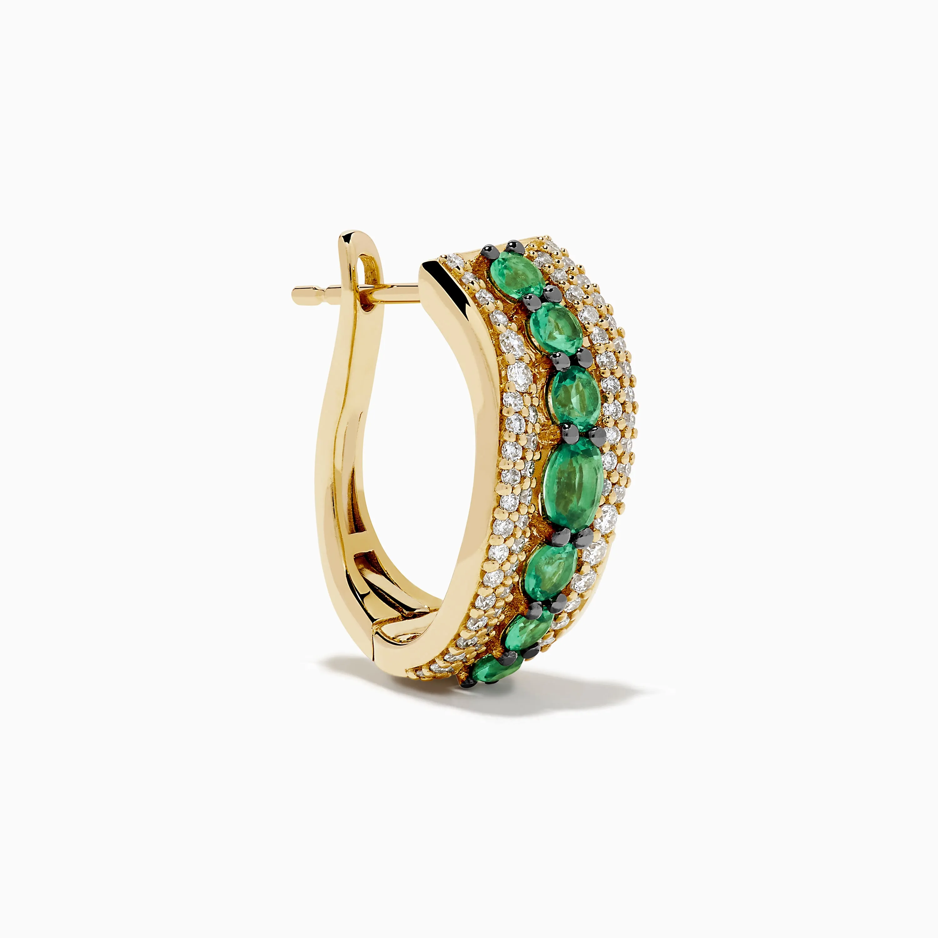 14K Yellow Gold Emerald and Diamond Hoop Earrings sold by Effy product image thumbnail 3