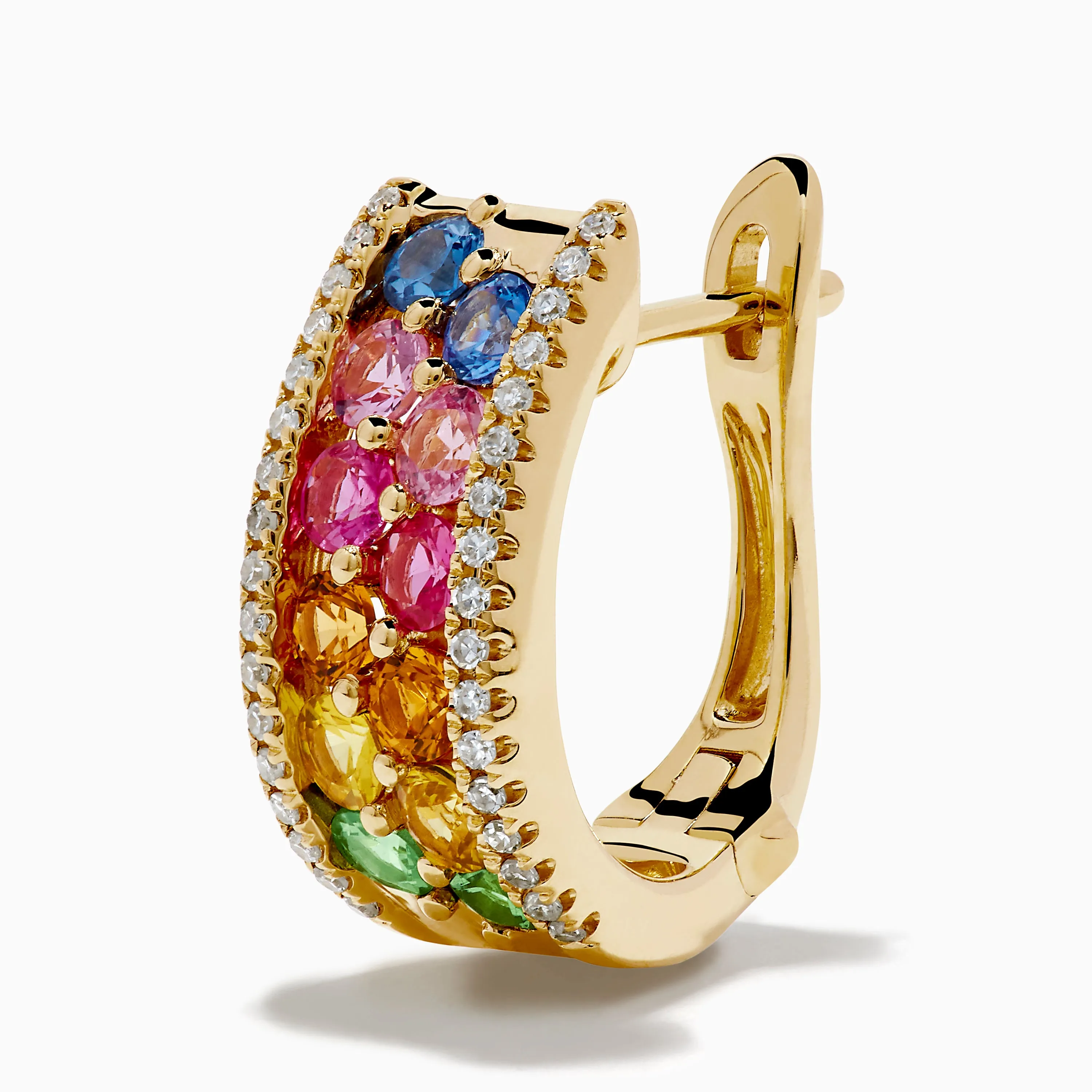 Watercolors 14K Yellow Gold Multi Sapphire and Diamond Huggie Earrings sold by Effy product image thumbnail 2