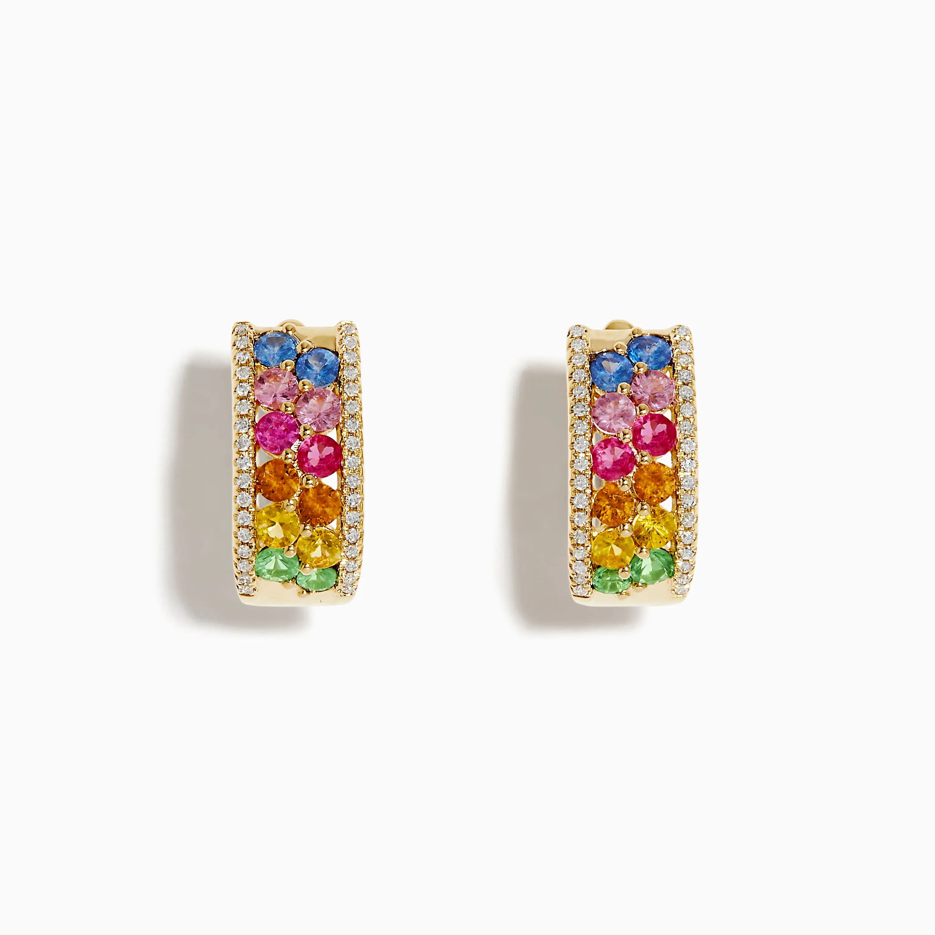 Watercolors 14K Yellow Gold Multi Sapphire and Diamond Huggie Earrings sold by Effy