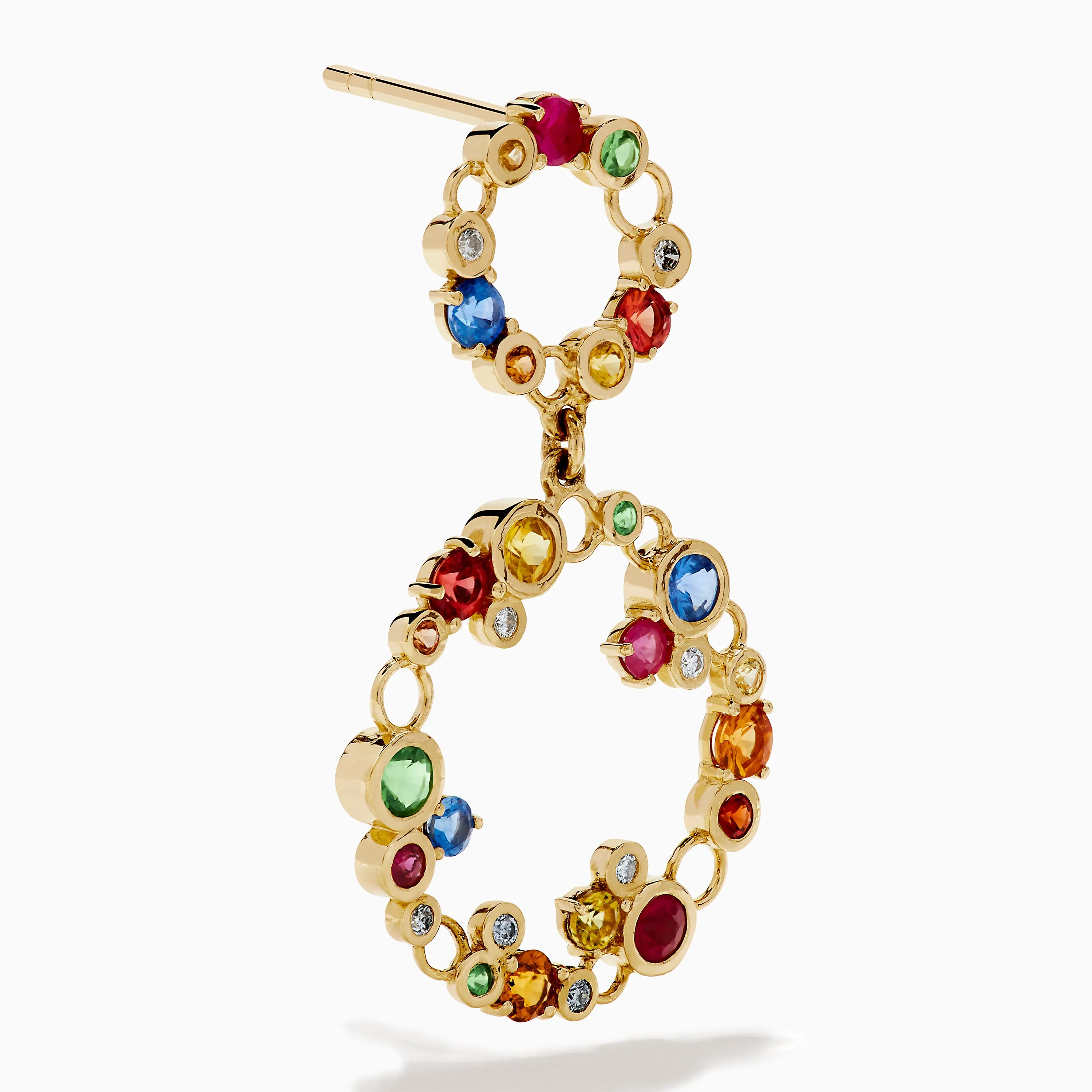 Watercolors 14K Gold Multi Sapphire and Diamond Dangle Bubble Earrings sold by Effy product image thumbnail 3