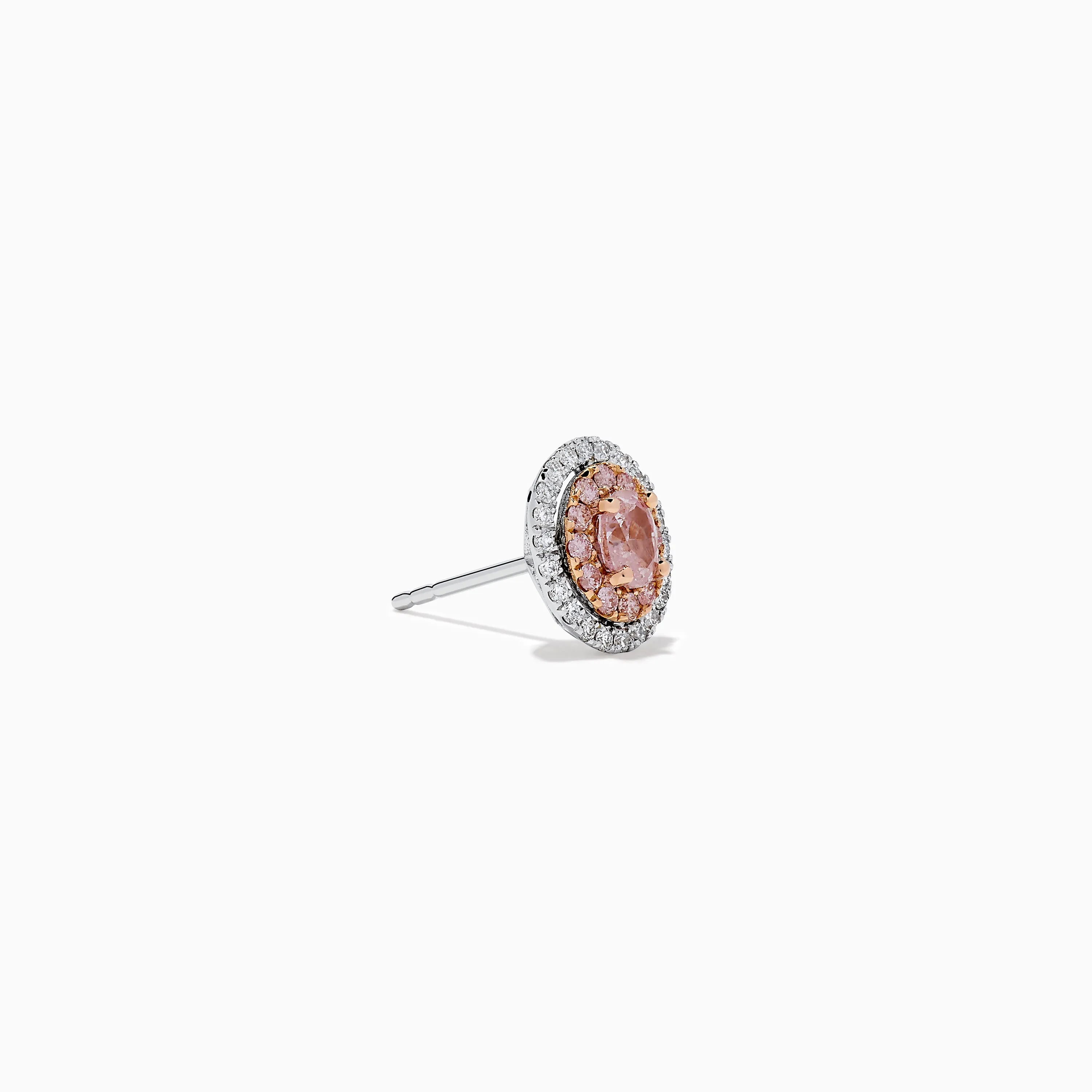 18K Two Tone Gold Pink and White Diamond Halo Stud Earrings sold by Effy product image thumbnail 3