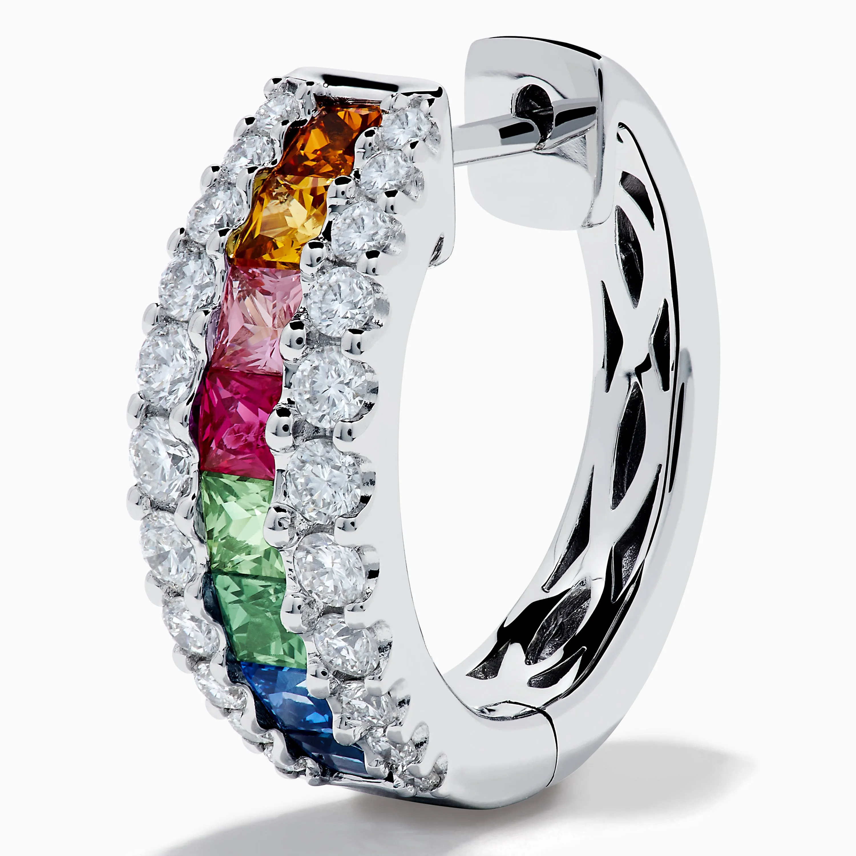 Watercolors 14K White Gold Multi Sapphire Huggie Earrings sold by Effy product image thumbnail 2