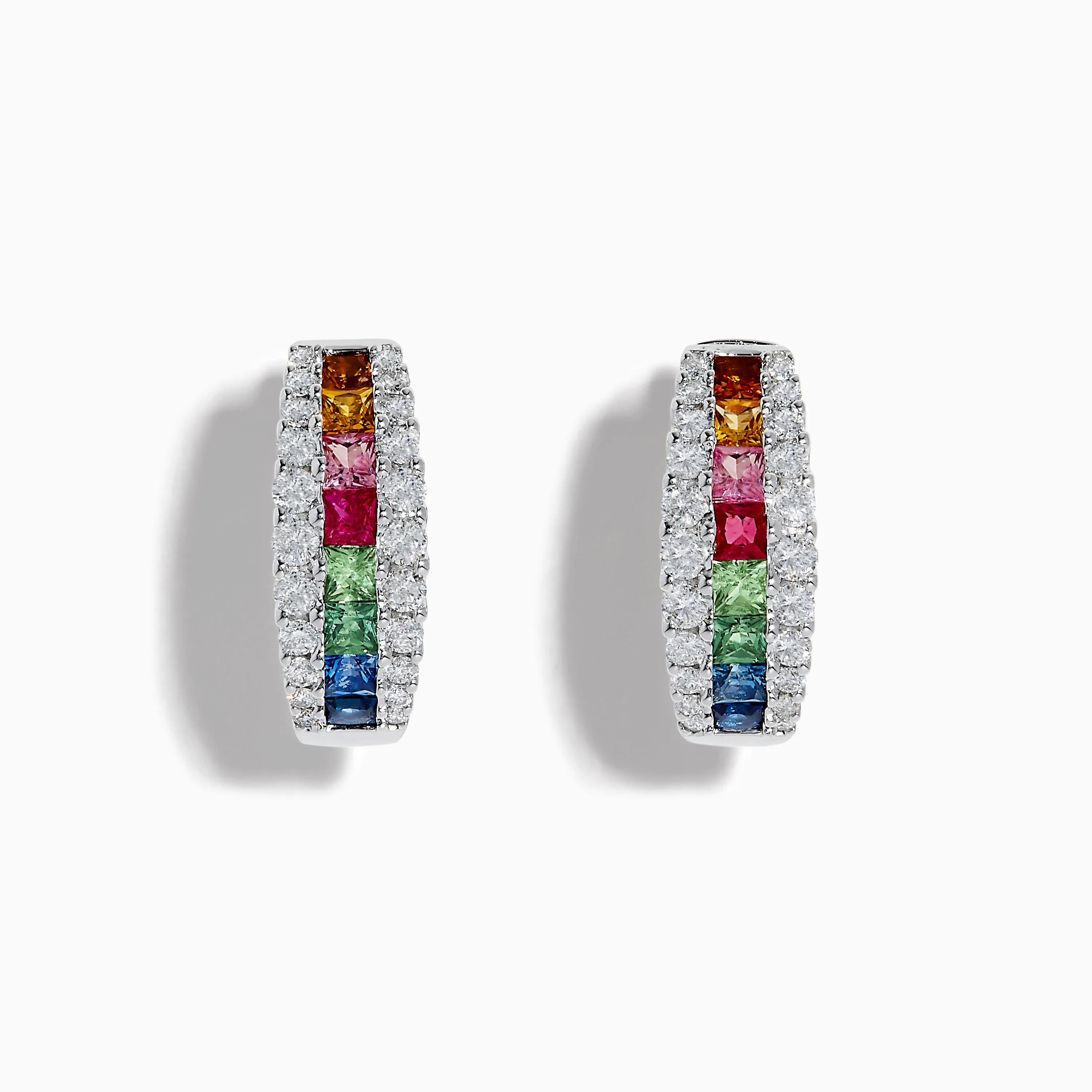Watercolors 14K White Gold Multi Sapphire Huggie Earrings sold by Effy