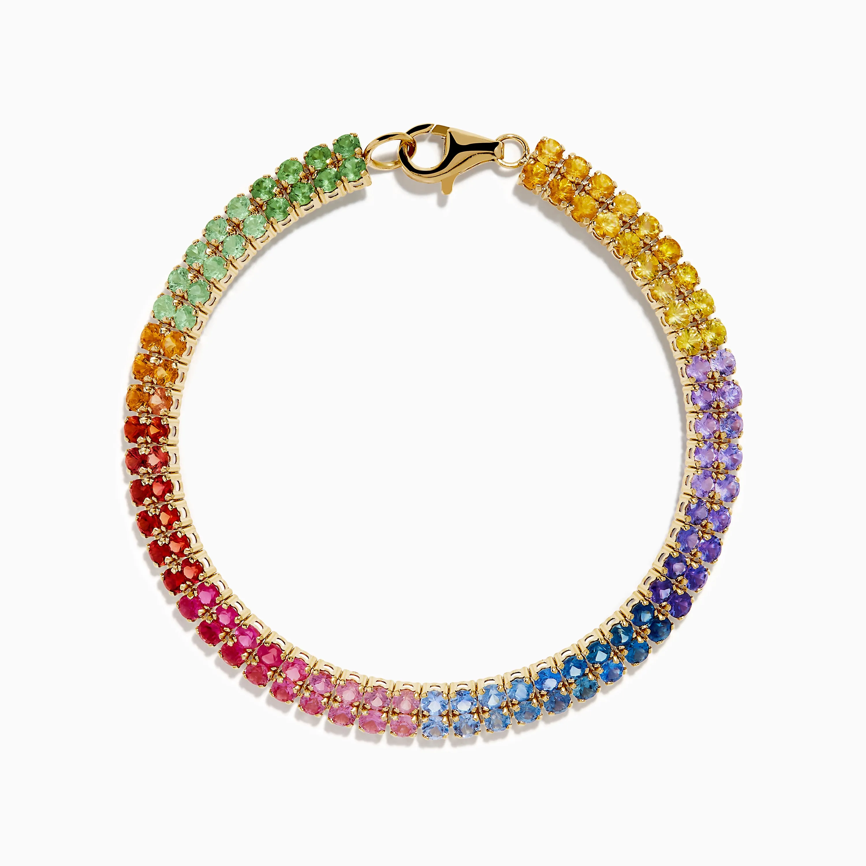 Watercolors 14K Yellow Gold Multi Sapphire Double Lined Tennis Bracelet sold by Effy product image thumbnail 3