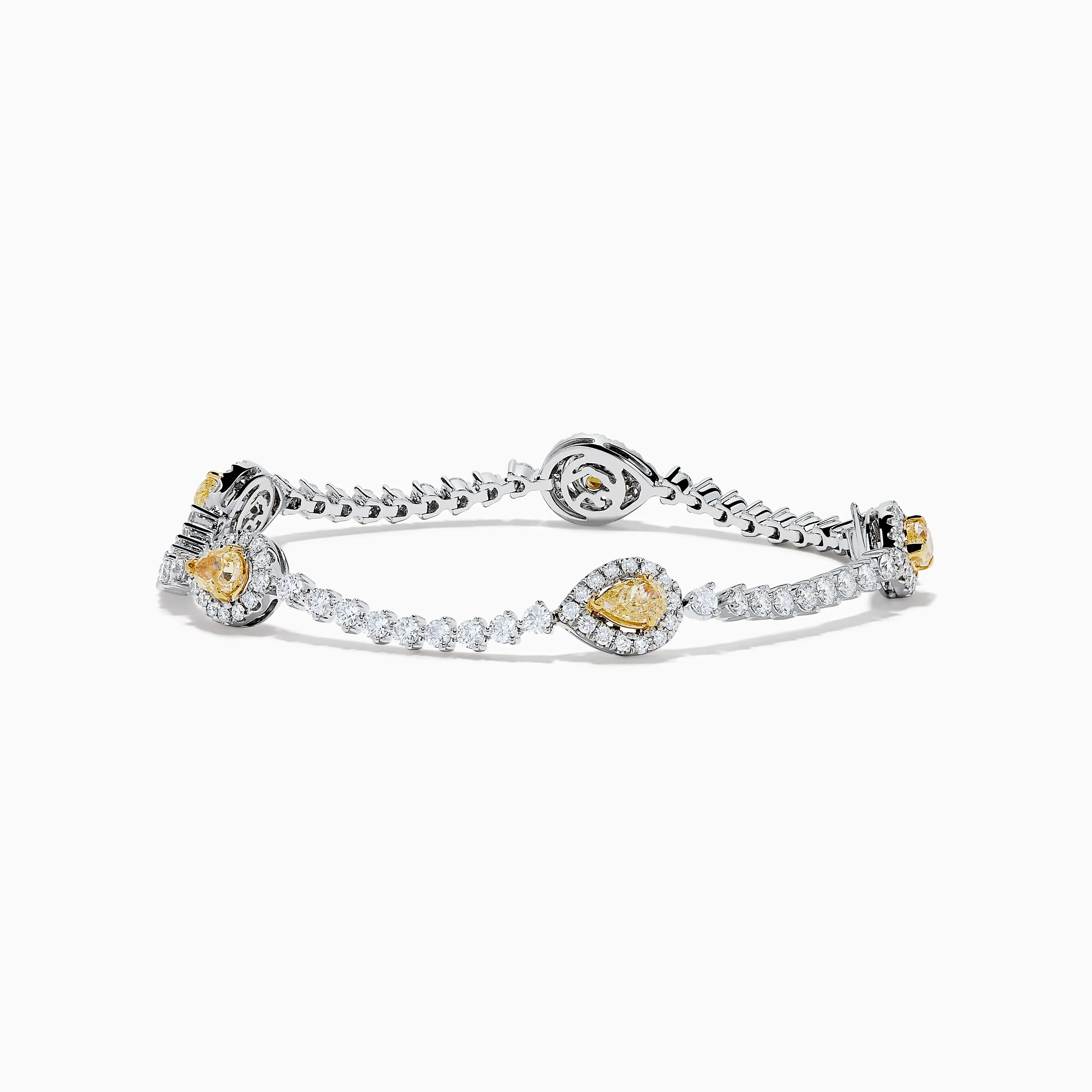 18K Two Tone Gold Yellow and White Diamond Station Tennis Bracelet sold by Effy