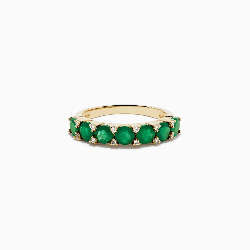 14K Yellow Gold Emerald and Diamond Band made by Effy